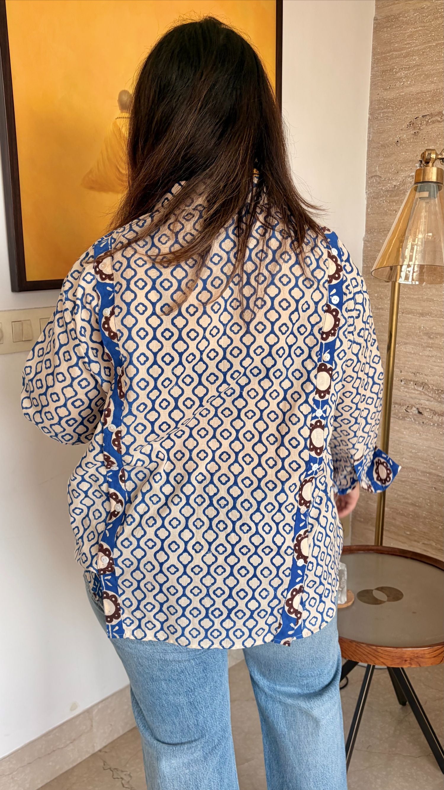Clover Abstract Blue Multi Placket Shirt