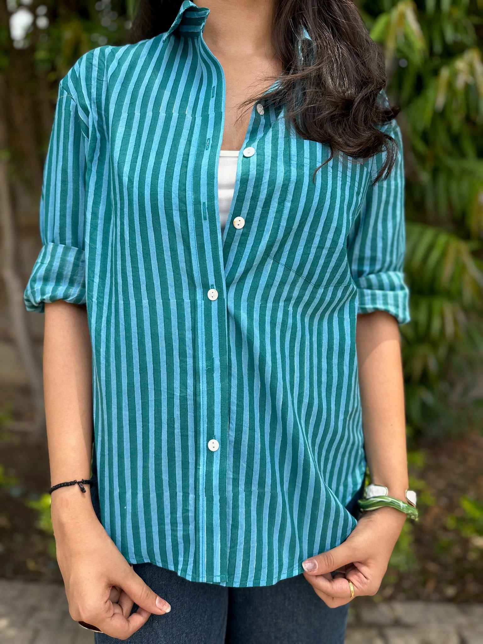 multi sea blue palette striped shirt