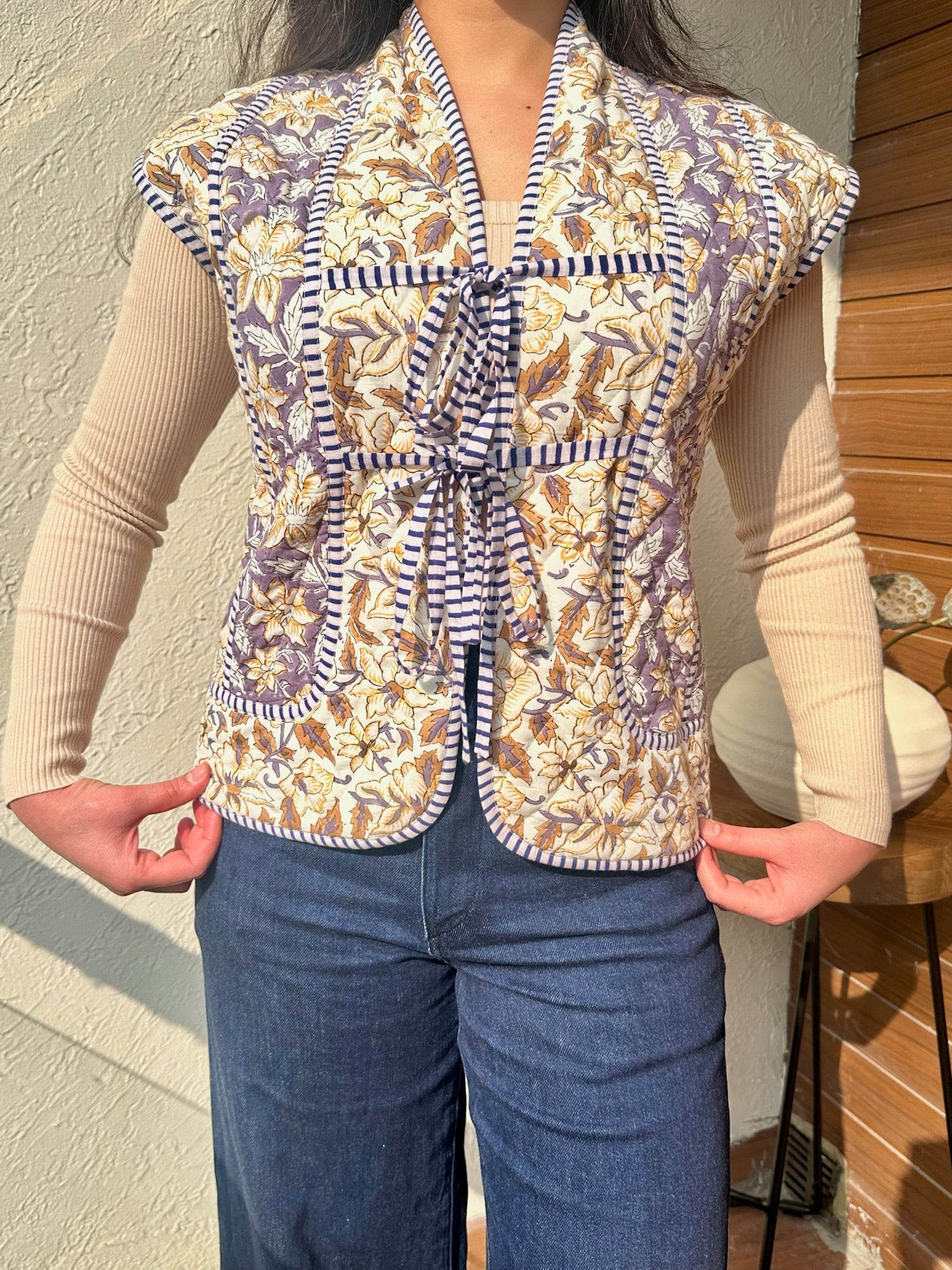 Ochre Brown Quilted Dual Jacket