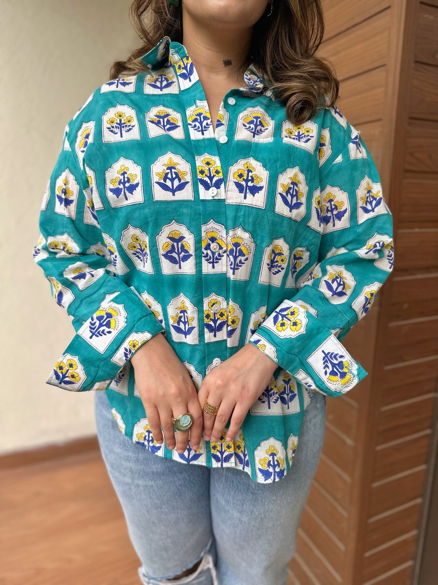 Exclusive Firozi Floral Shirt