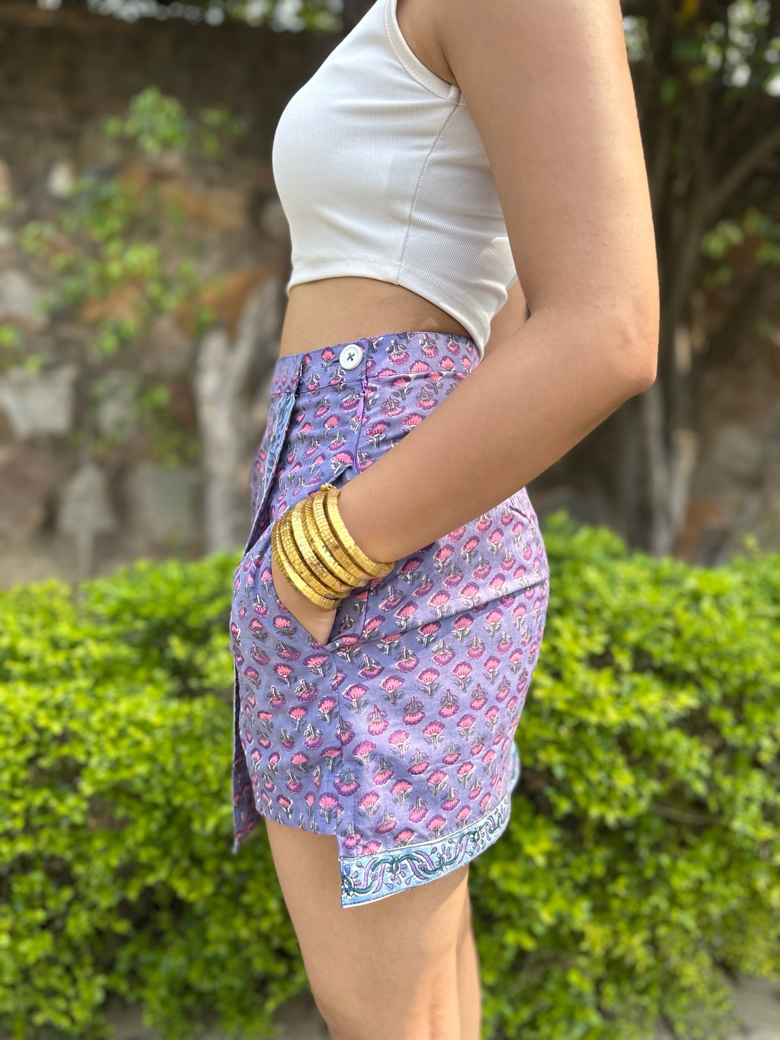 Royal Garden Block Print Skort
