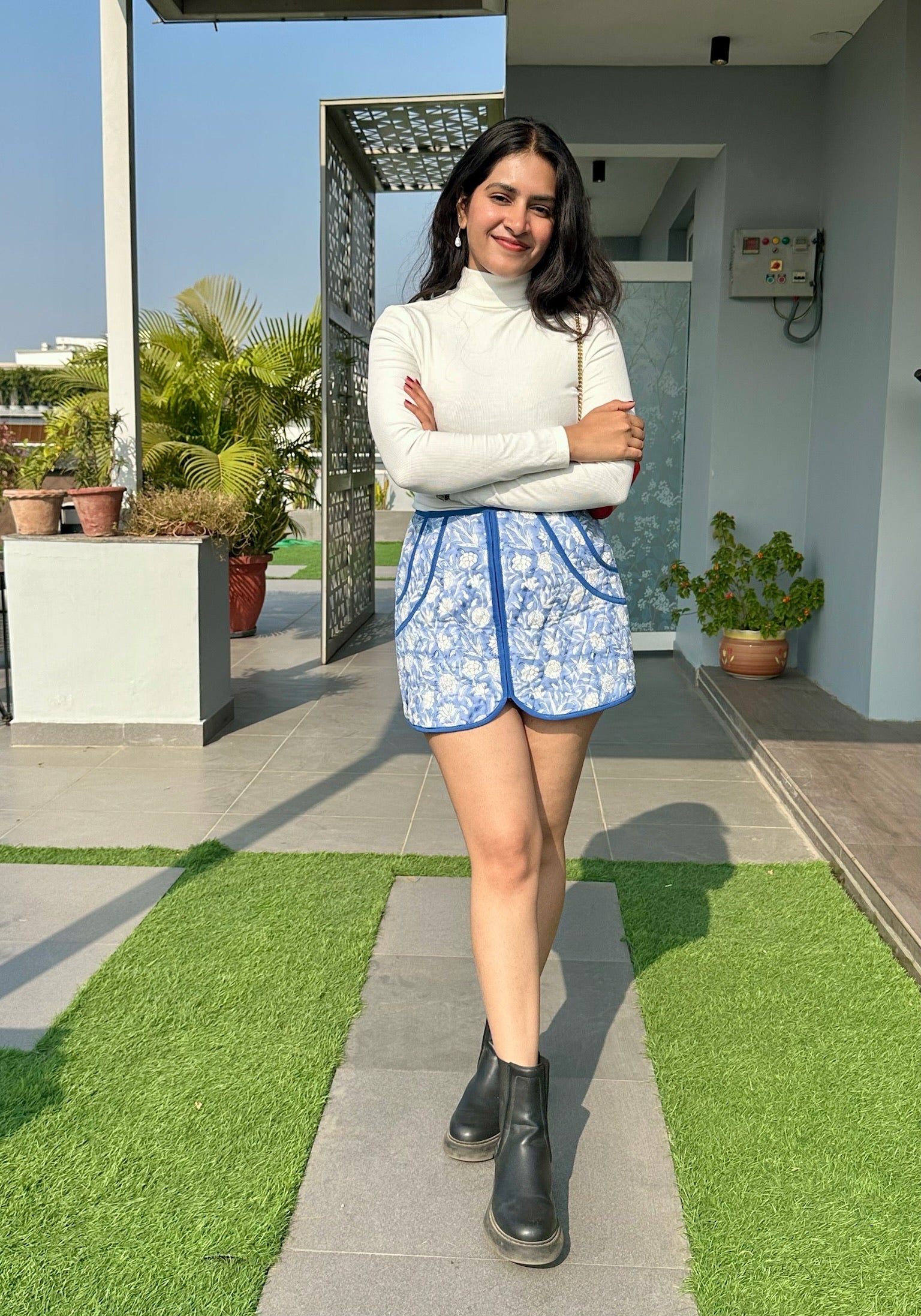 Ash Blue Quilted Skirt