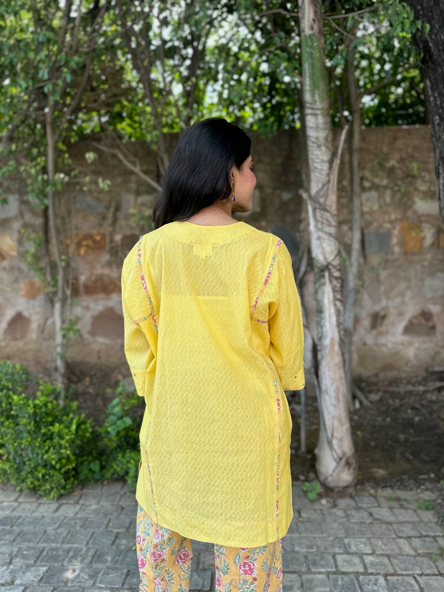 flax yellow short dobby co-ord set