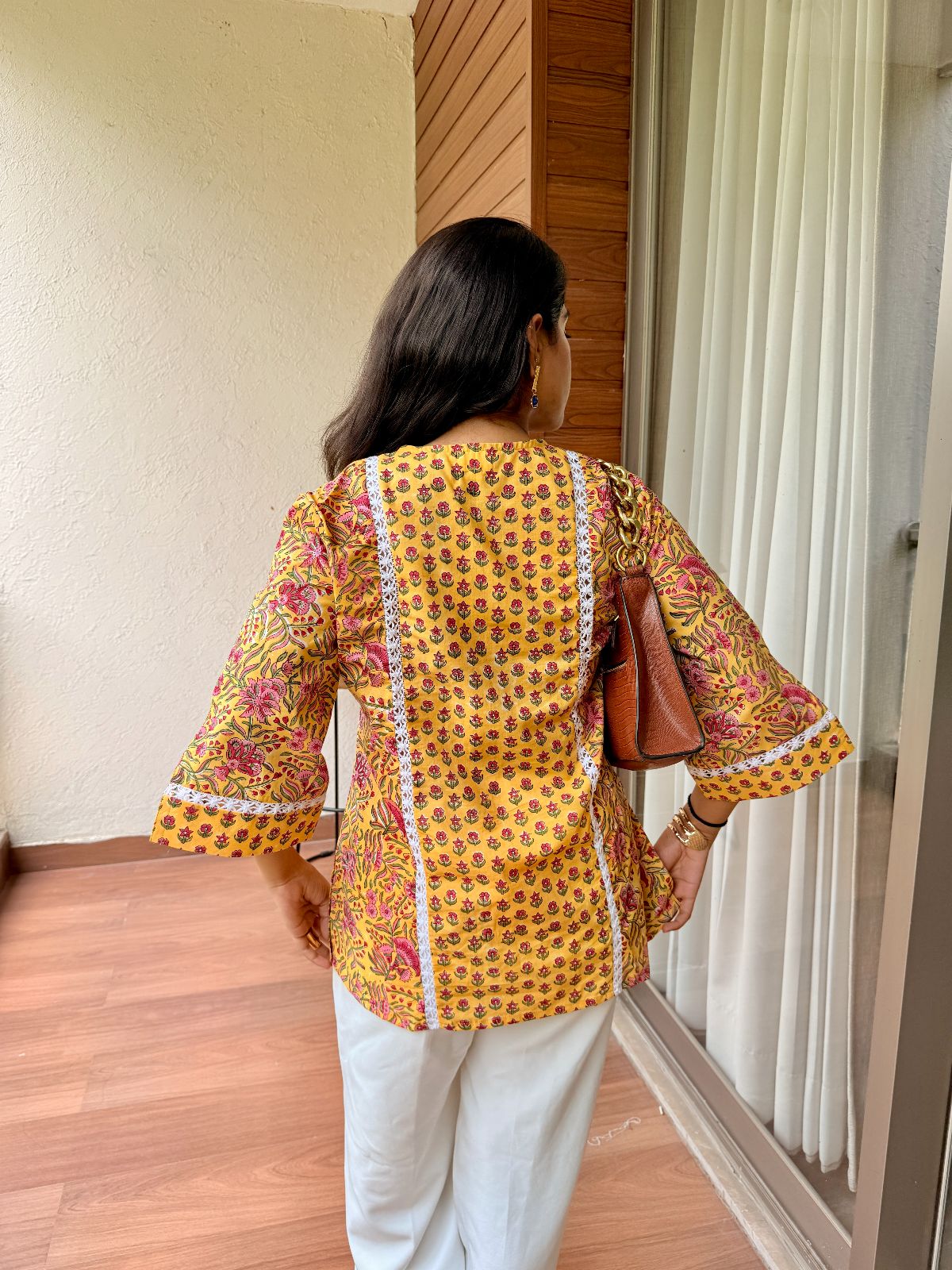 Kesari Yoke Lace Short Kurti