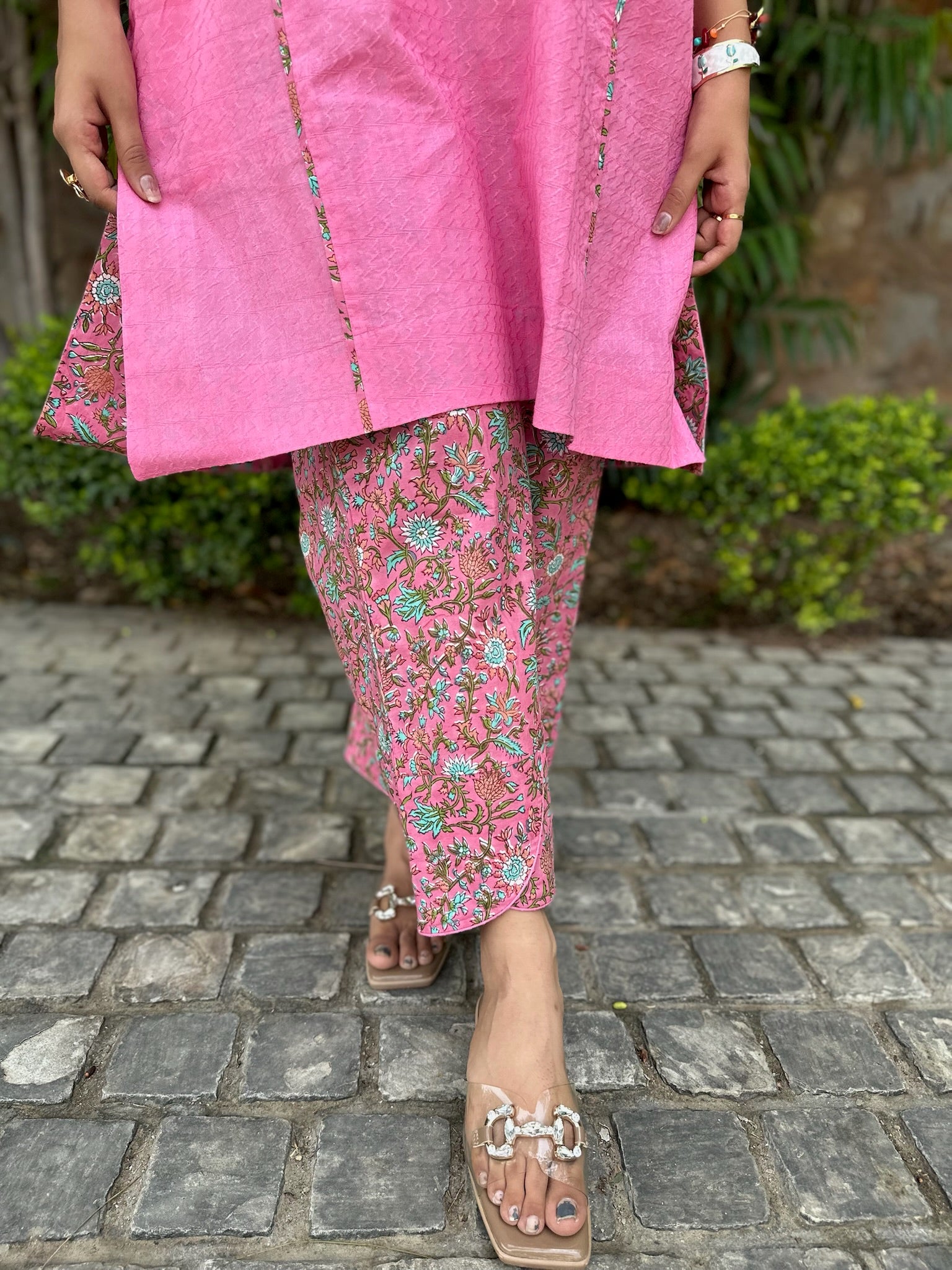 Sorbet Pink Long Dobby Co-Ord Set