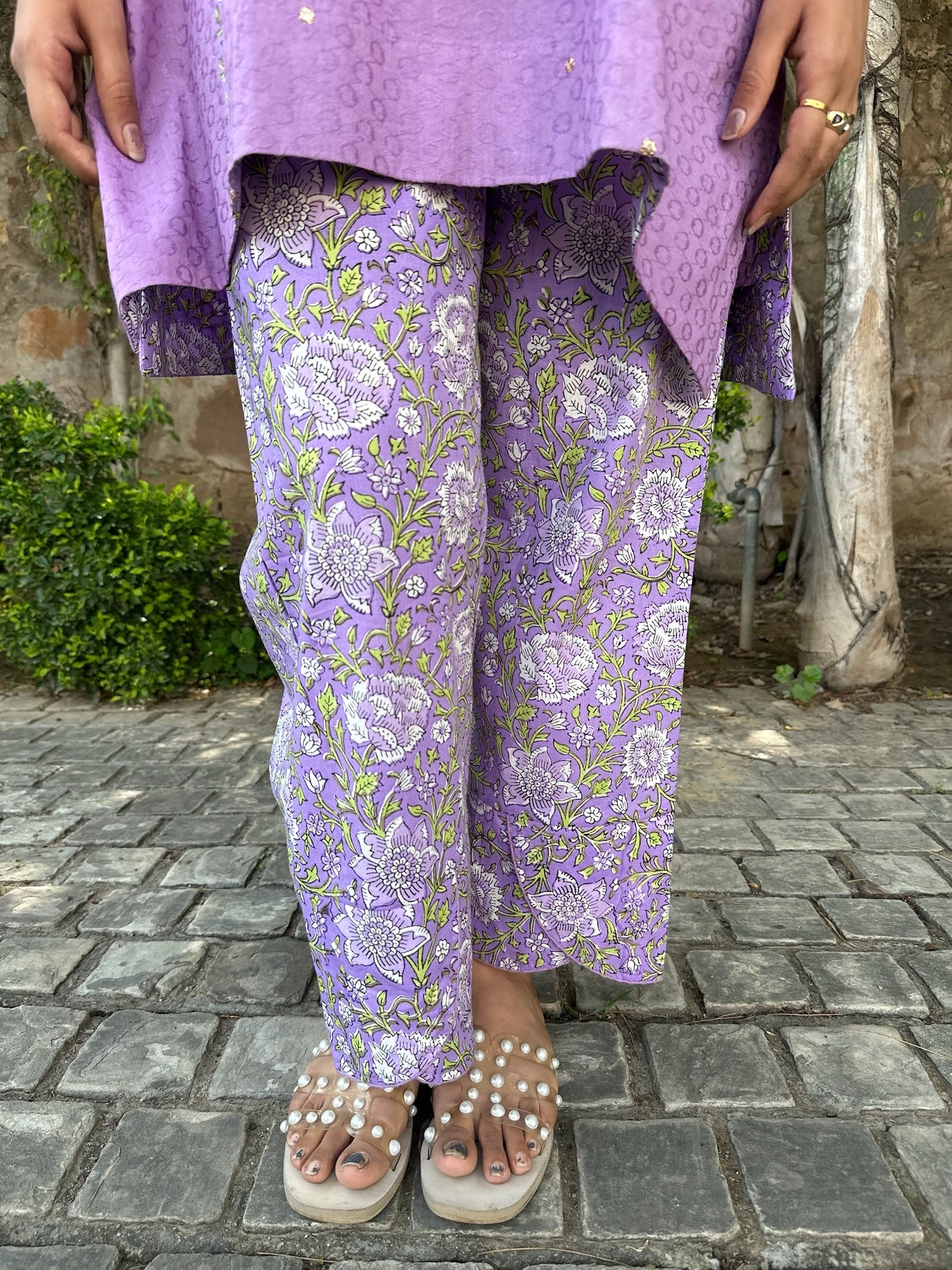 wisteria purple short dobby co-ord set