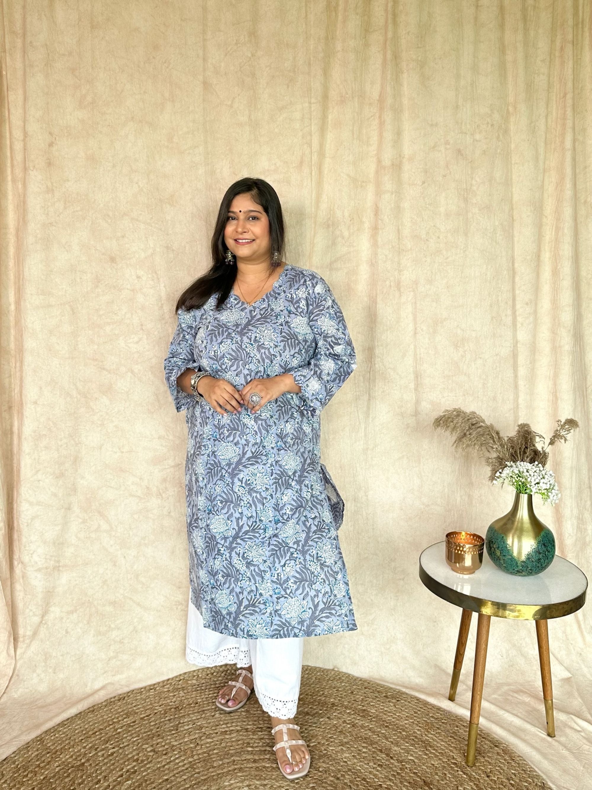 Blue Bell Block Printed Long Kurta