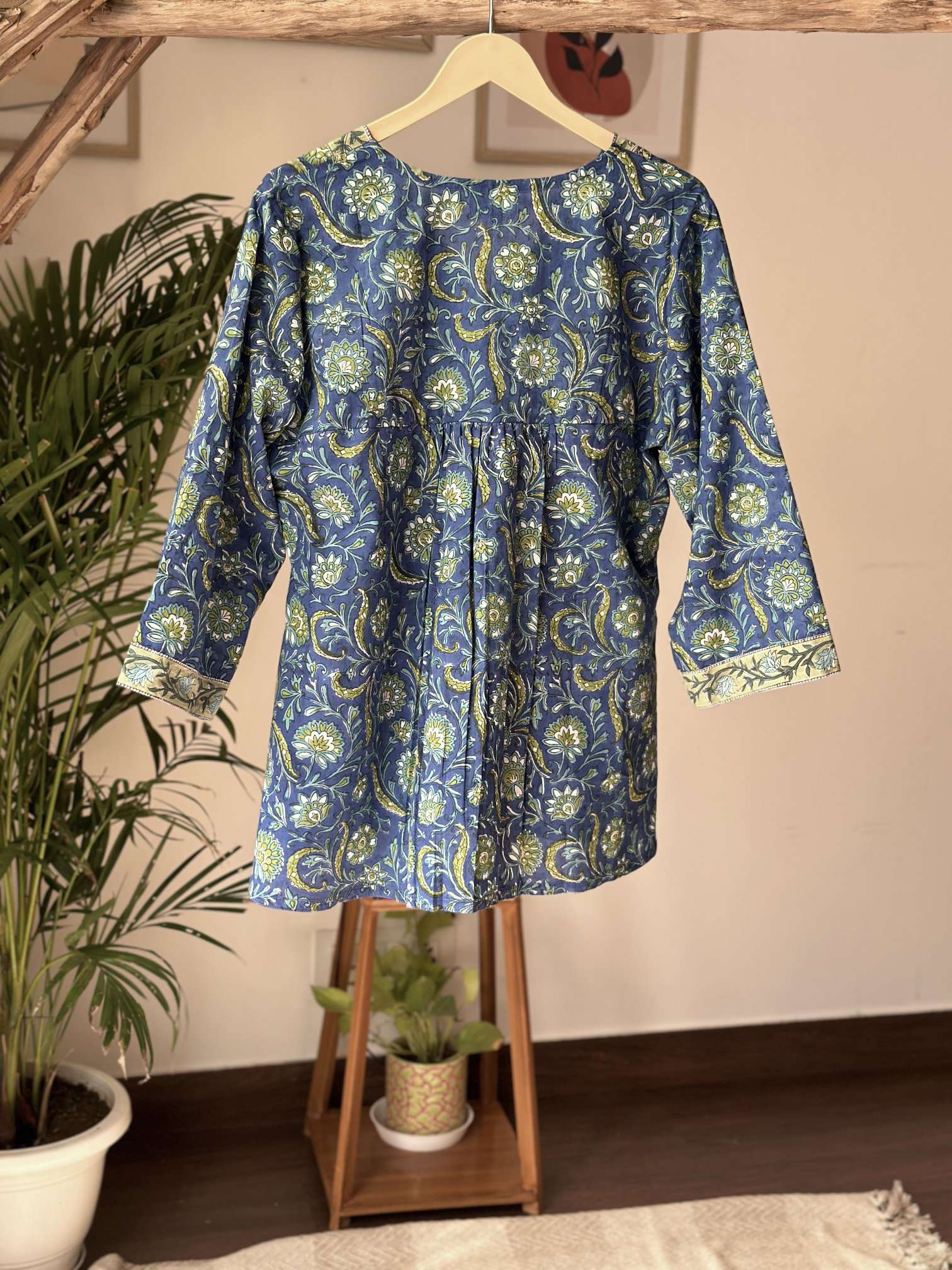 Floral Printed Kurta Blue