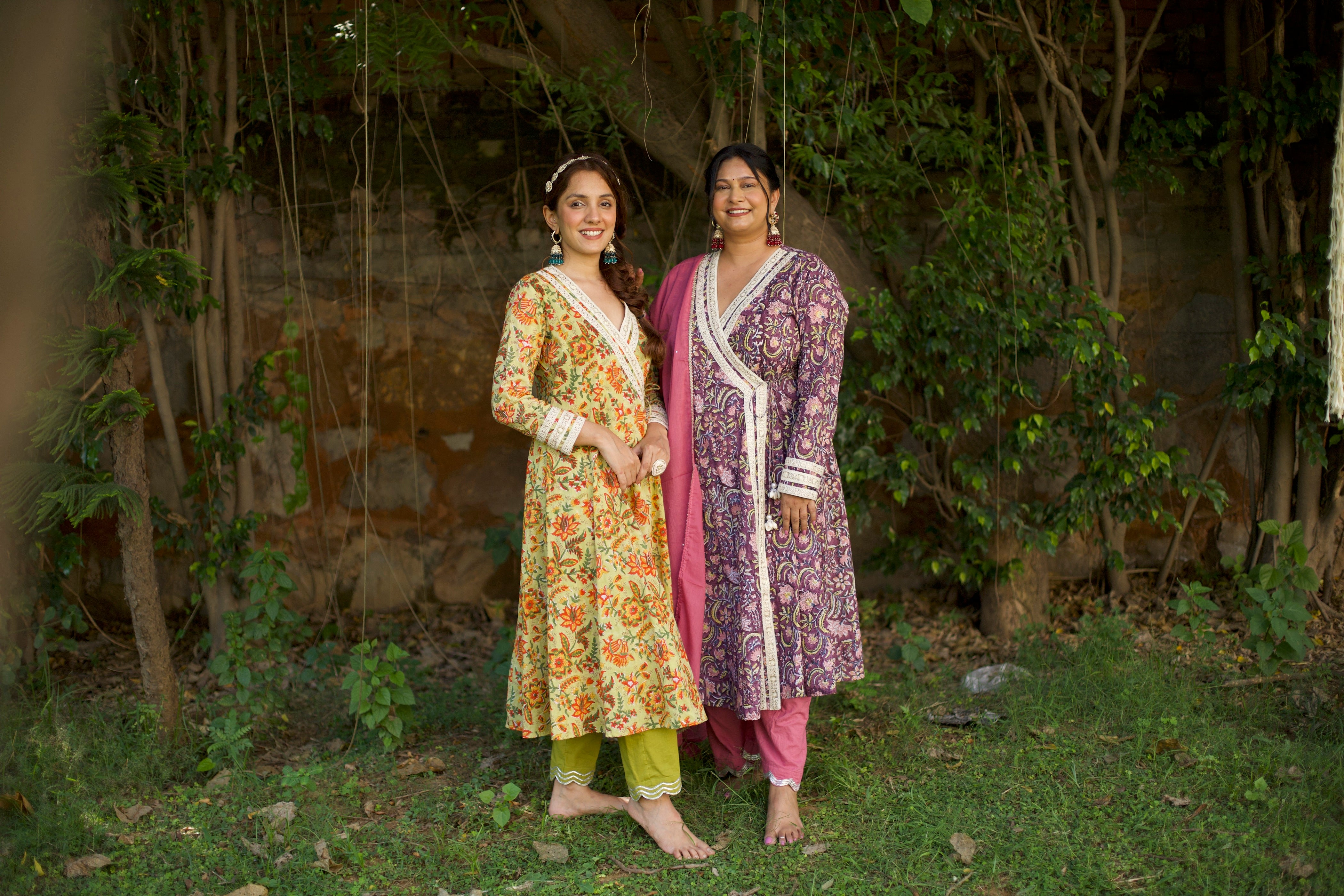 Gul Mauve Angrakha kurta