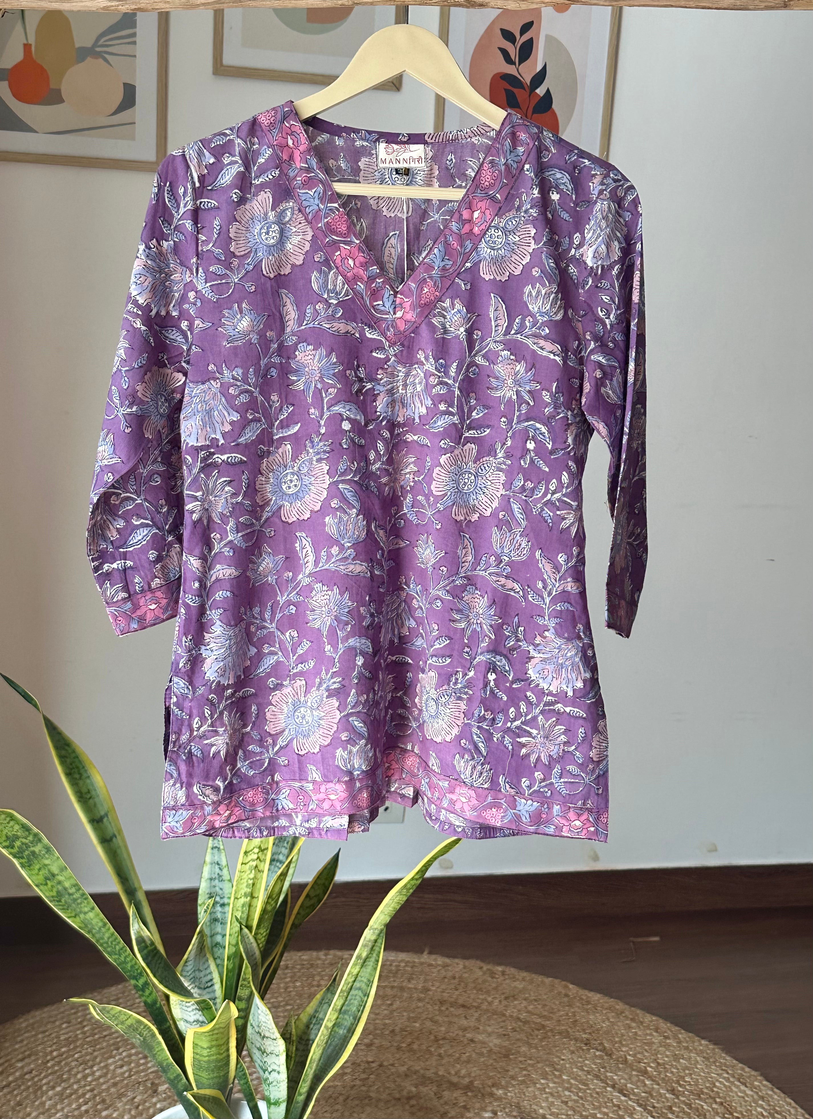 Lavender Floral Printed Kurti