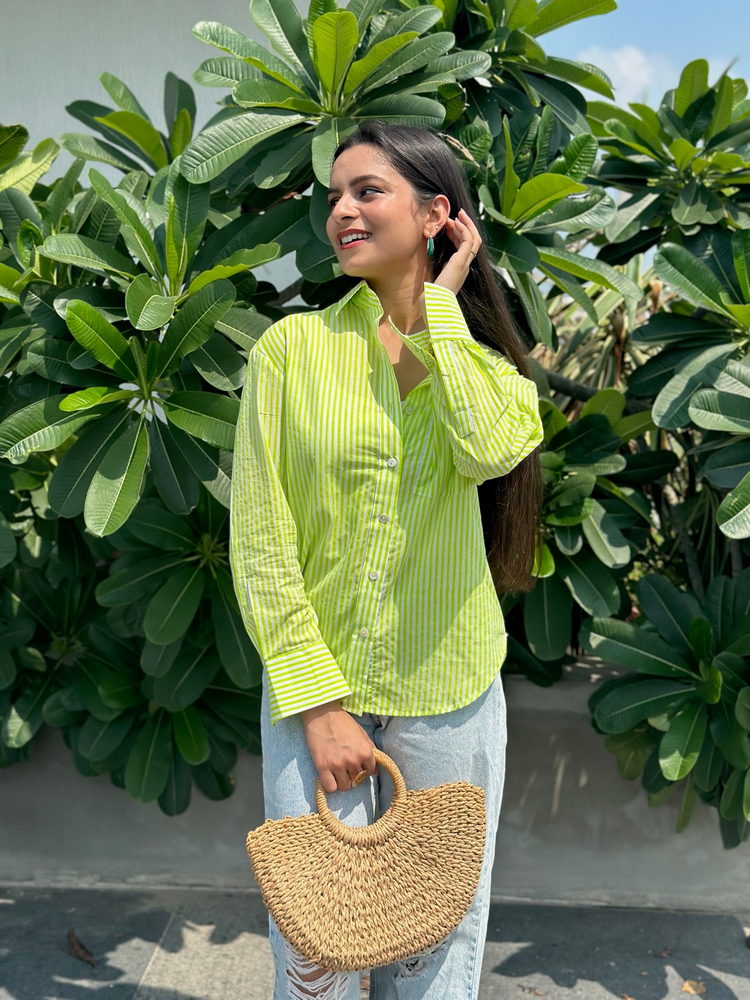 Mono Lime Stripes Shirt