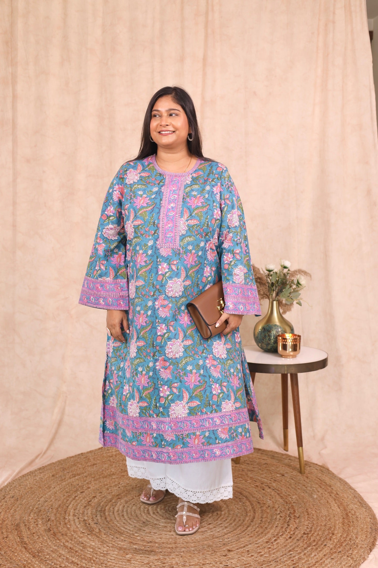 Wide Sleeve Kurta - Pacific Teal