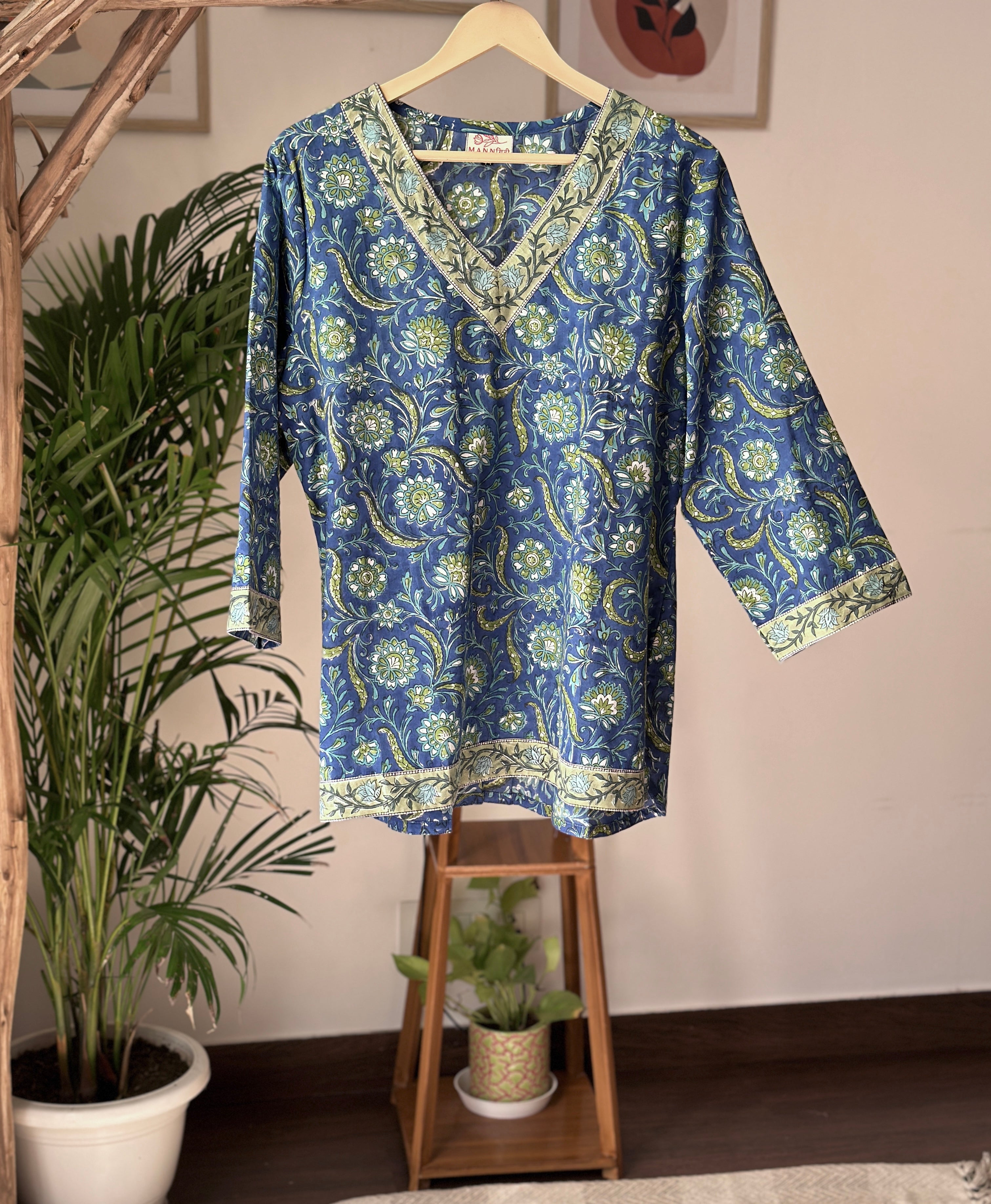 Floral Printed Kurta Blue