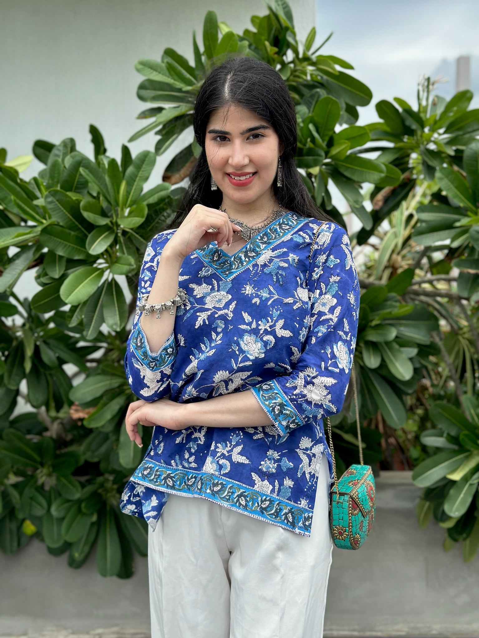 Dusk Blue Short Kurti