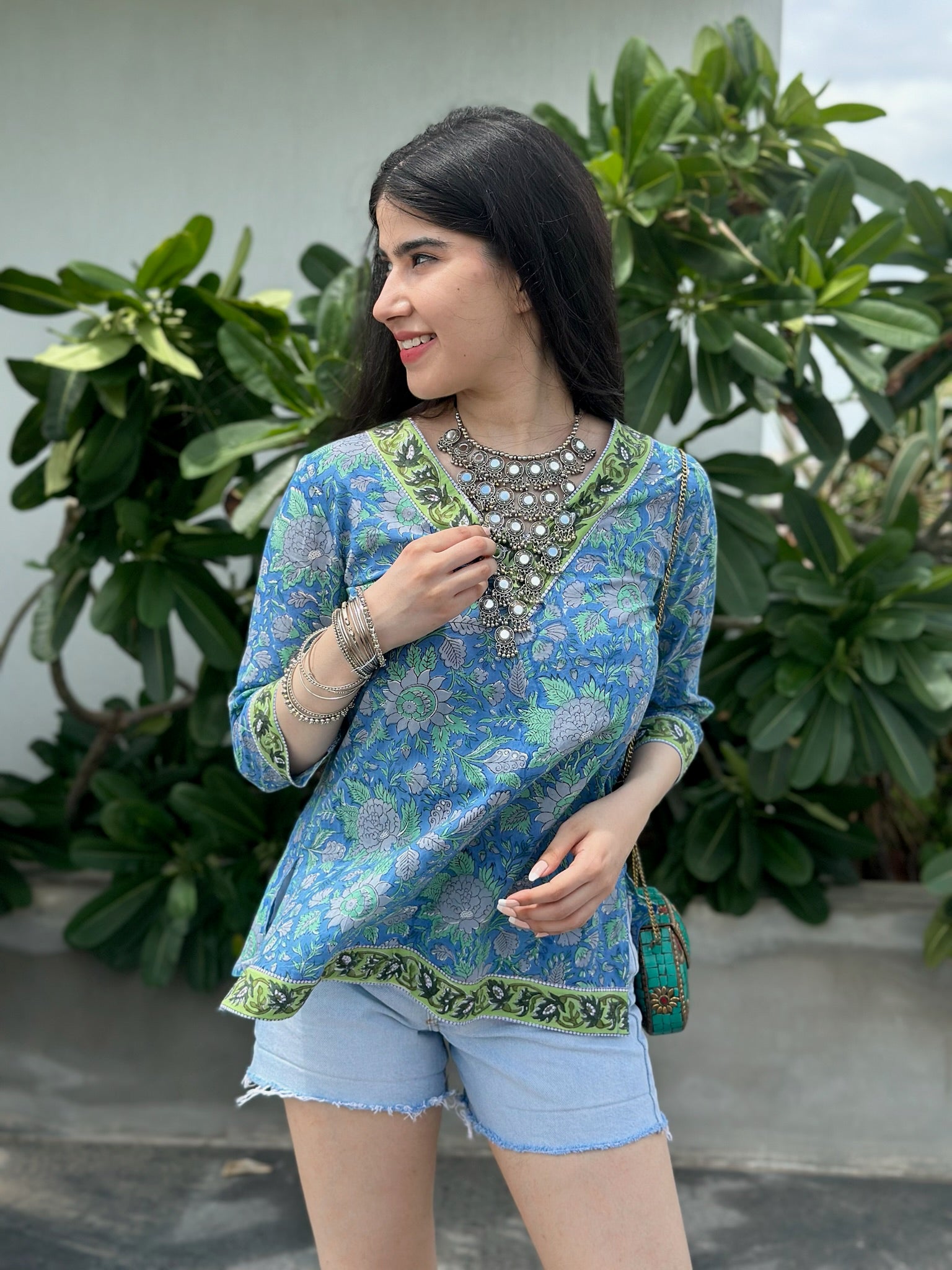 Marine Blue Short Kurti