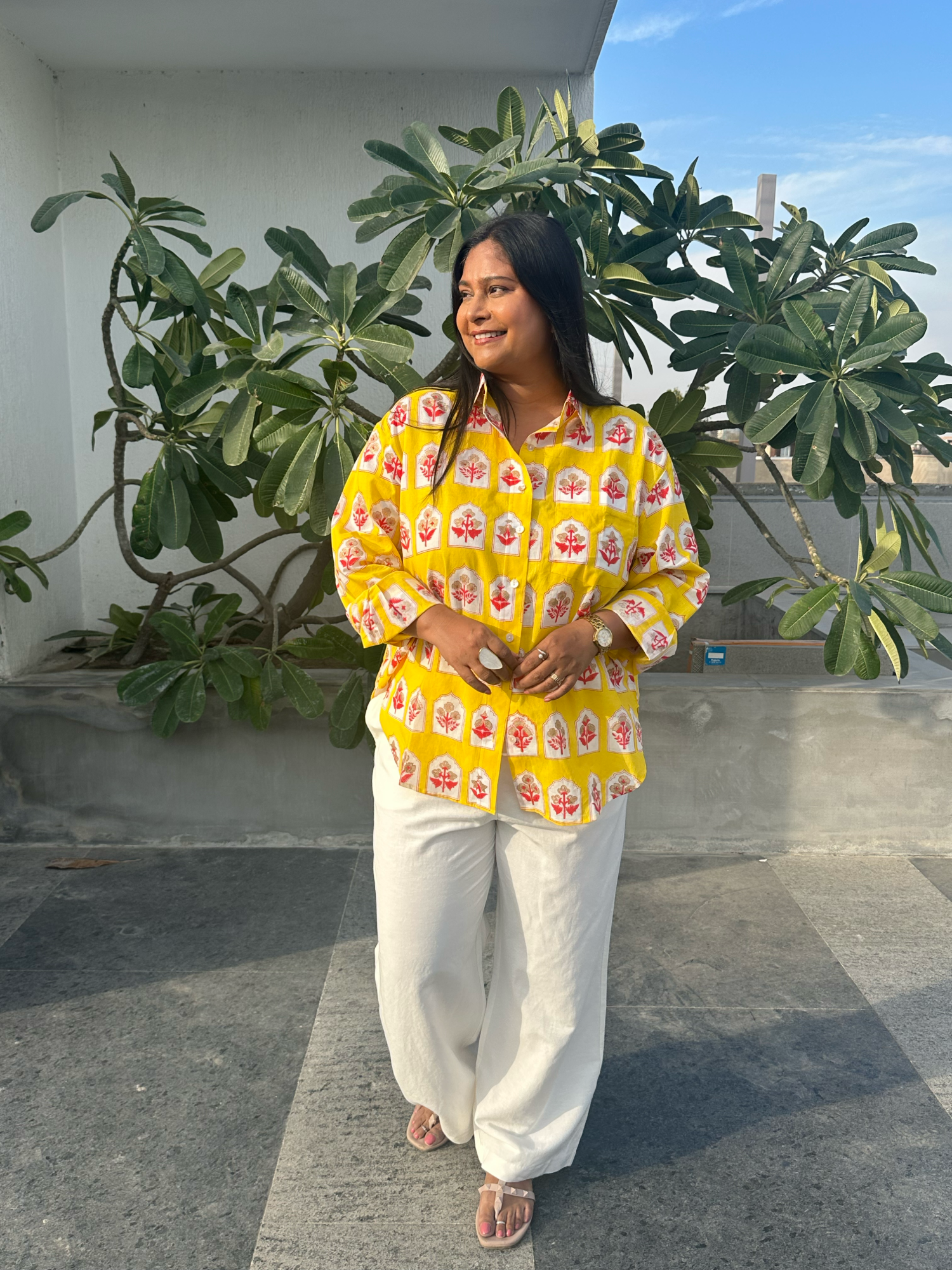 Peeking Flower Yellow Shirt