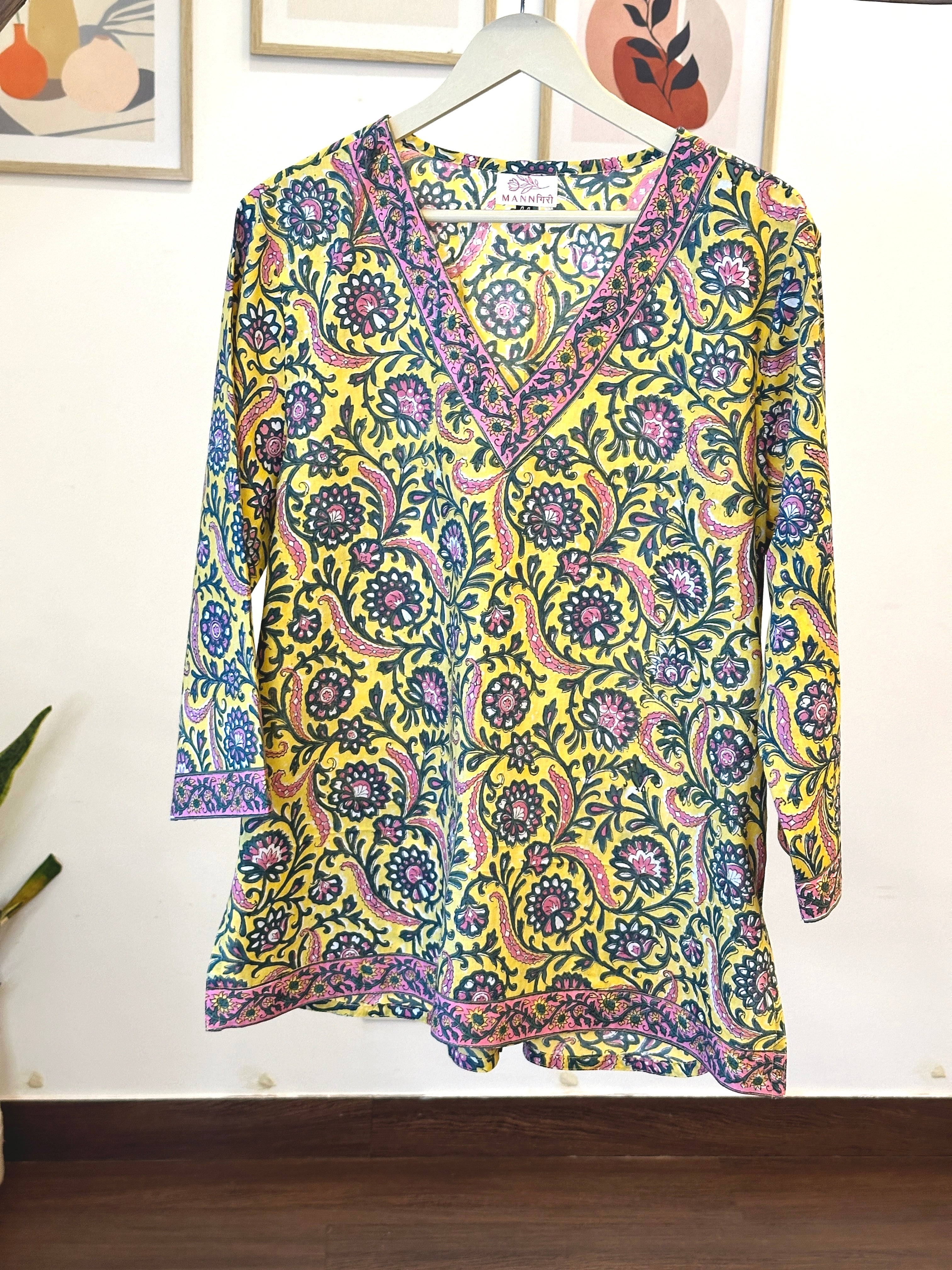 Floral Printed Kurta Yellow