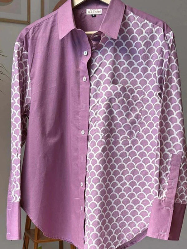 Lavender Texture Half & Half Shirt