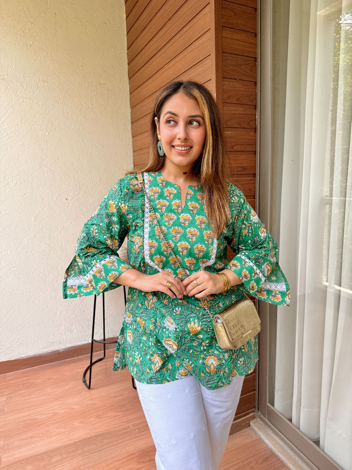 Meher Yoke Lace Short Kurti