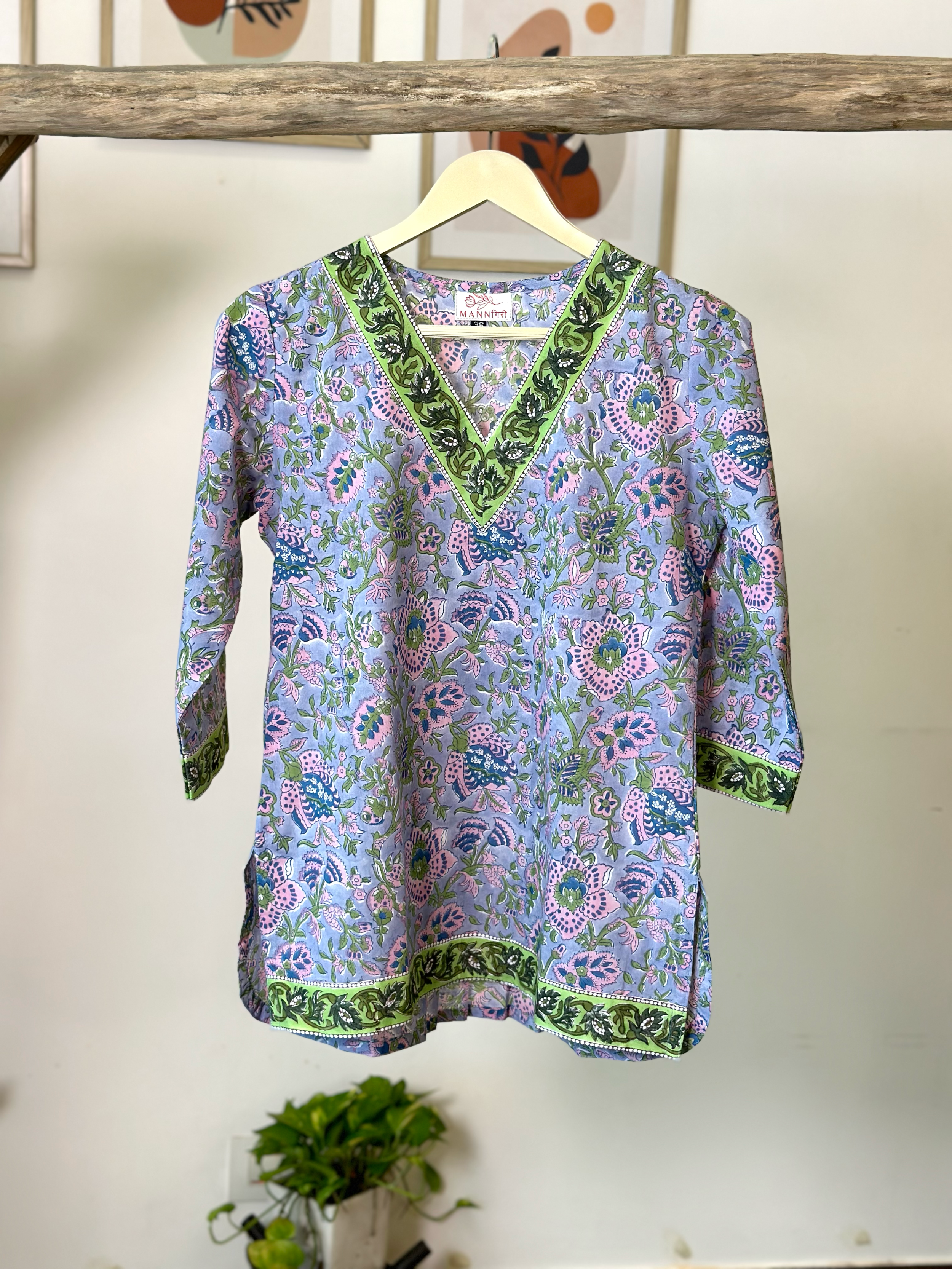 Periwinkle Printed Short Kurti