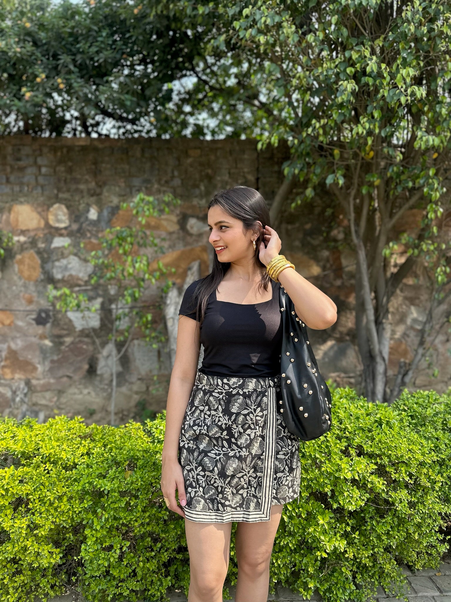 Affair Floral Block Print Skort