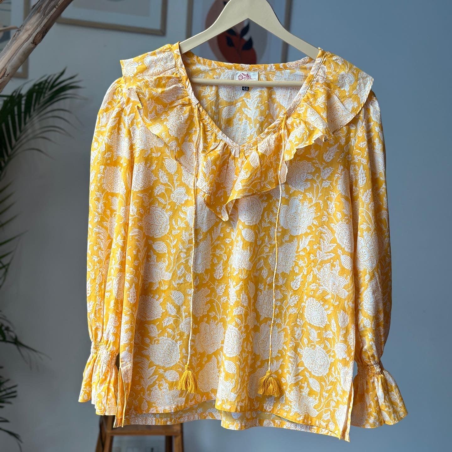 Amber Yellow Floral Top - Mannगिरी