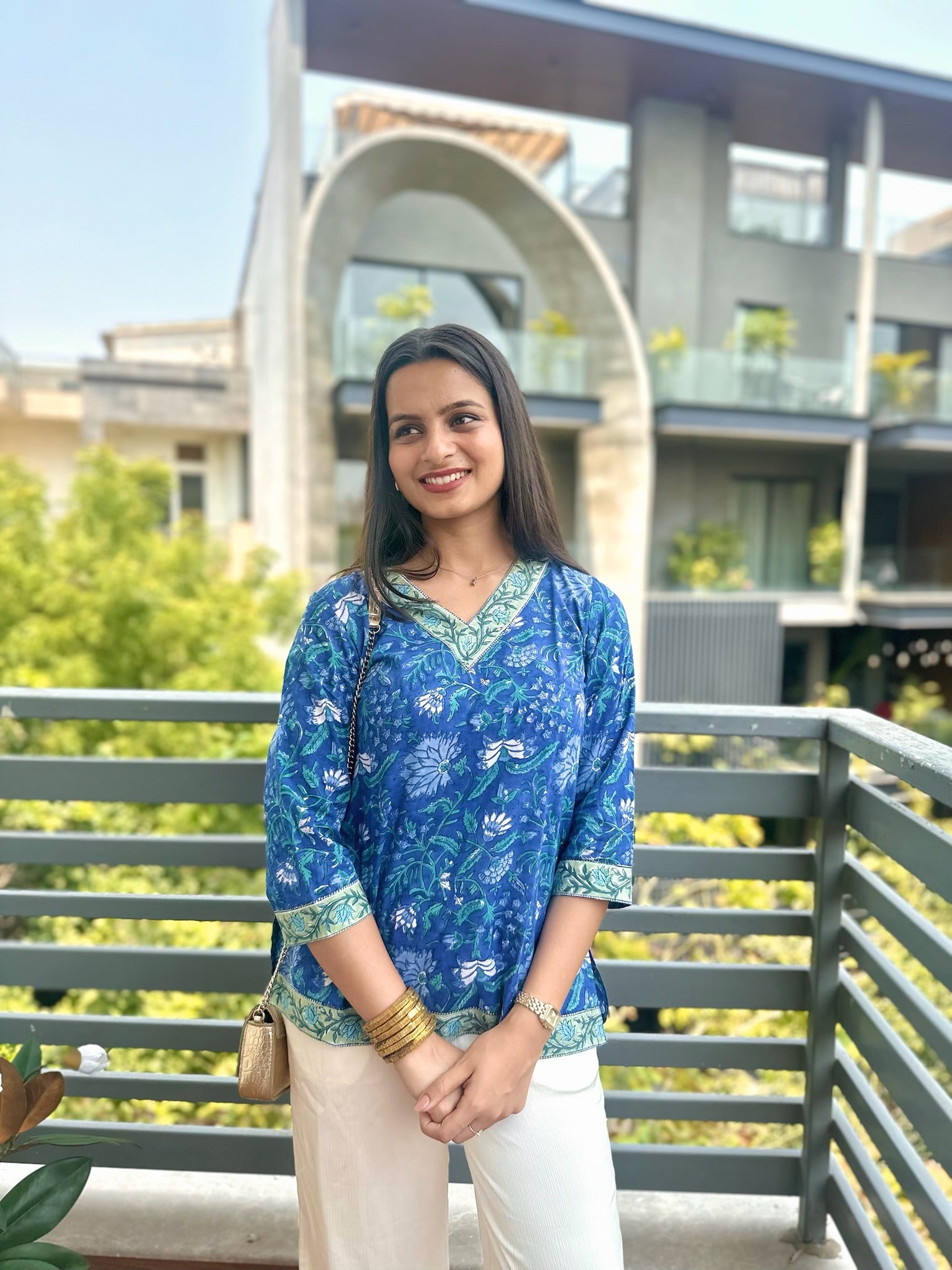 Arctic Ice Blue Short Kurti