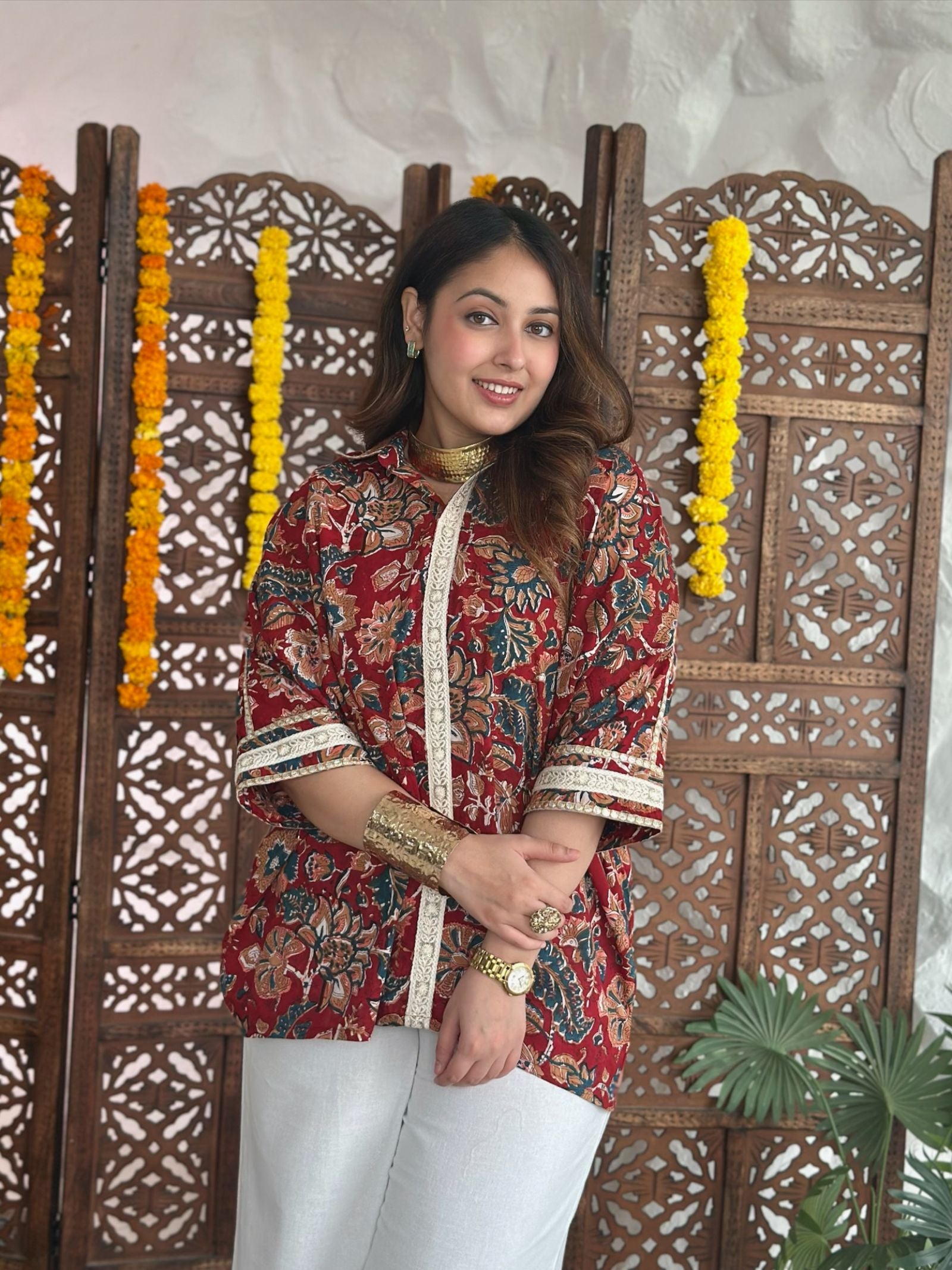 Blossom Veil Asymmetric Mulmul Shirt