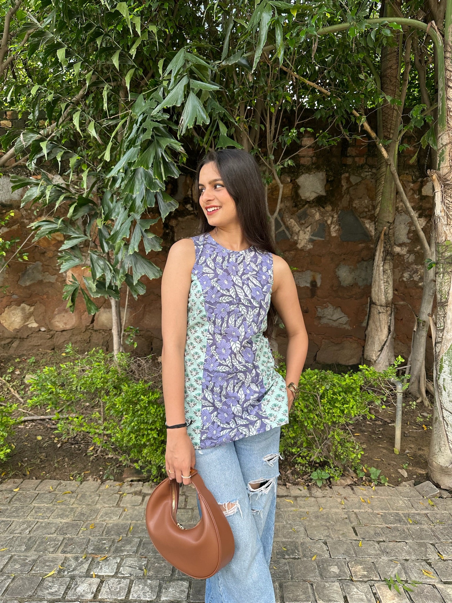 Blueberry Matcha Halter Short Kurti