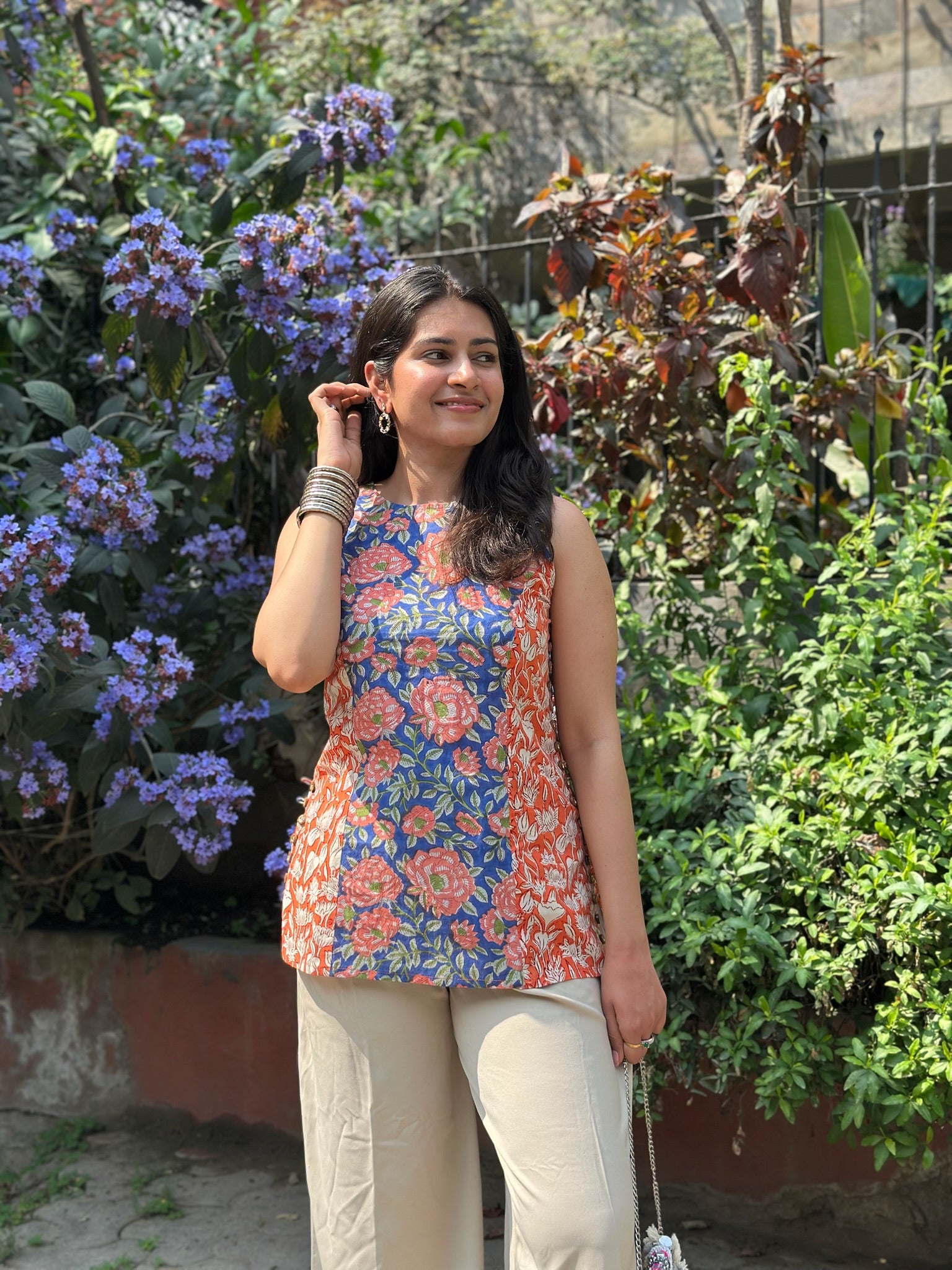 Blue Saffron Halter Short Kurti