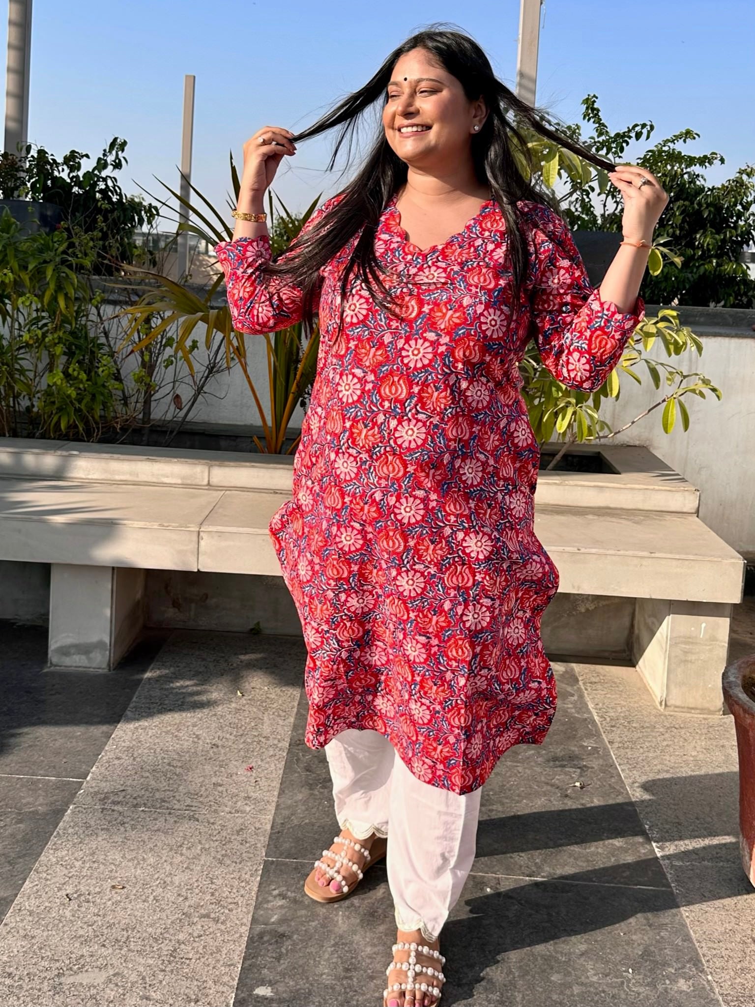 Crimson Red Long Kurta