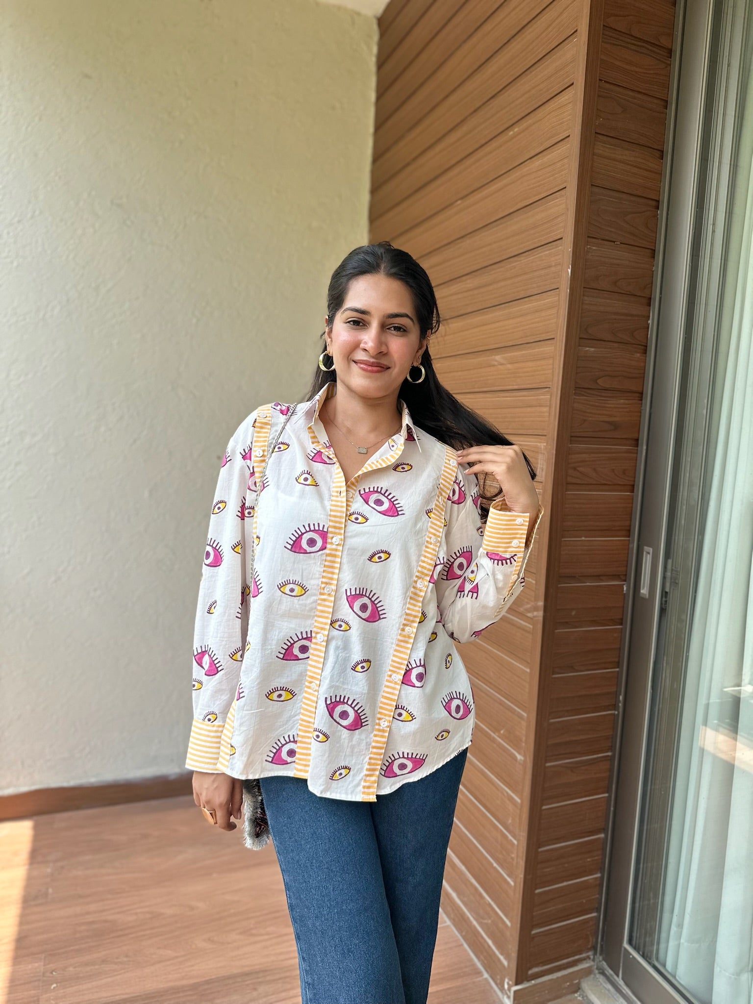 Exclusive Evil Eye Pink Multiple Placket Shirt