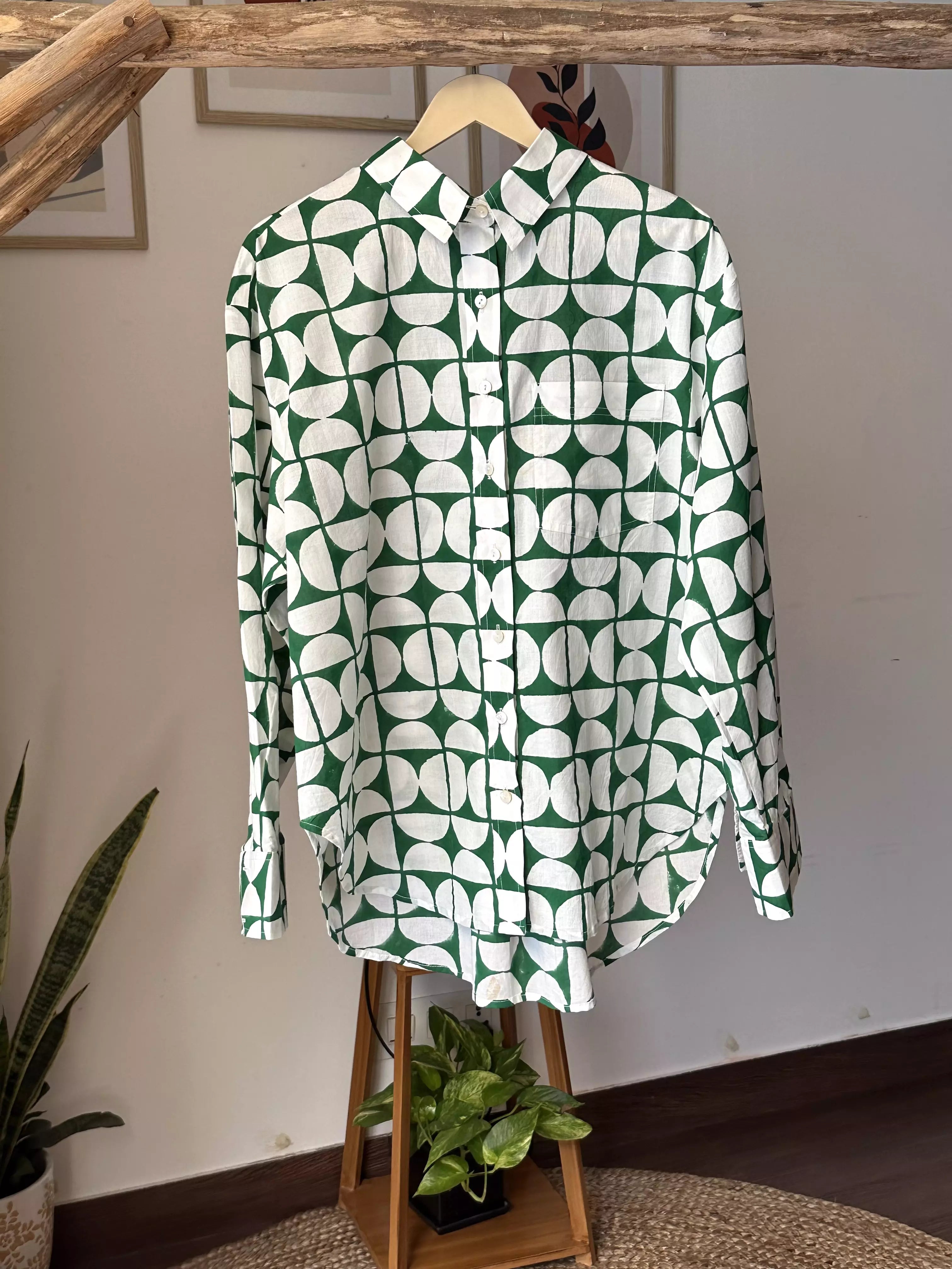 Geometric Green Shirt