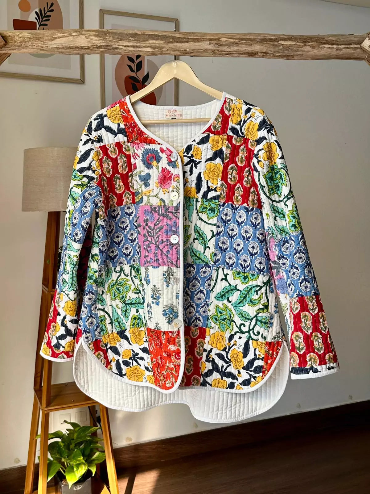 Block printed Quilted Shirt Jacket