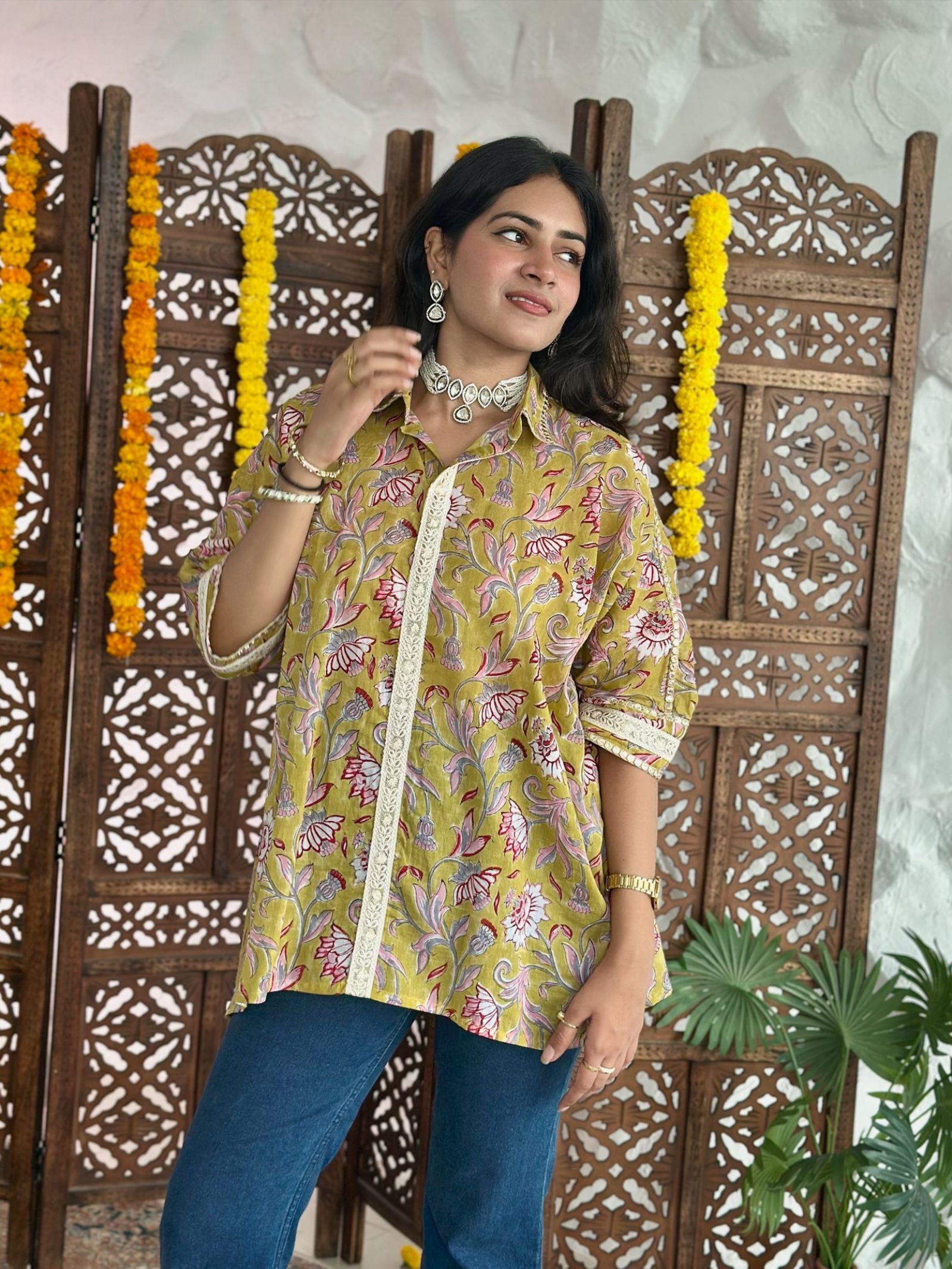 Harvest Glow Asymmetric Mulmul Shirt