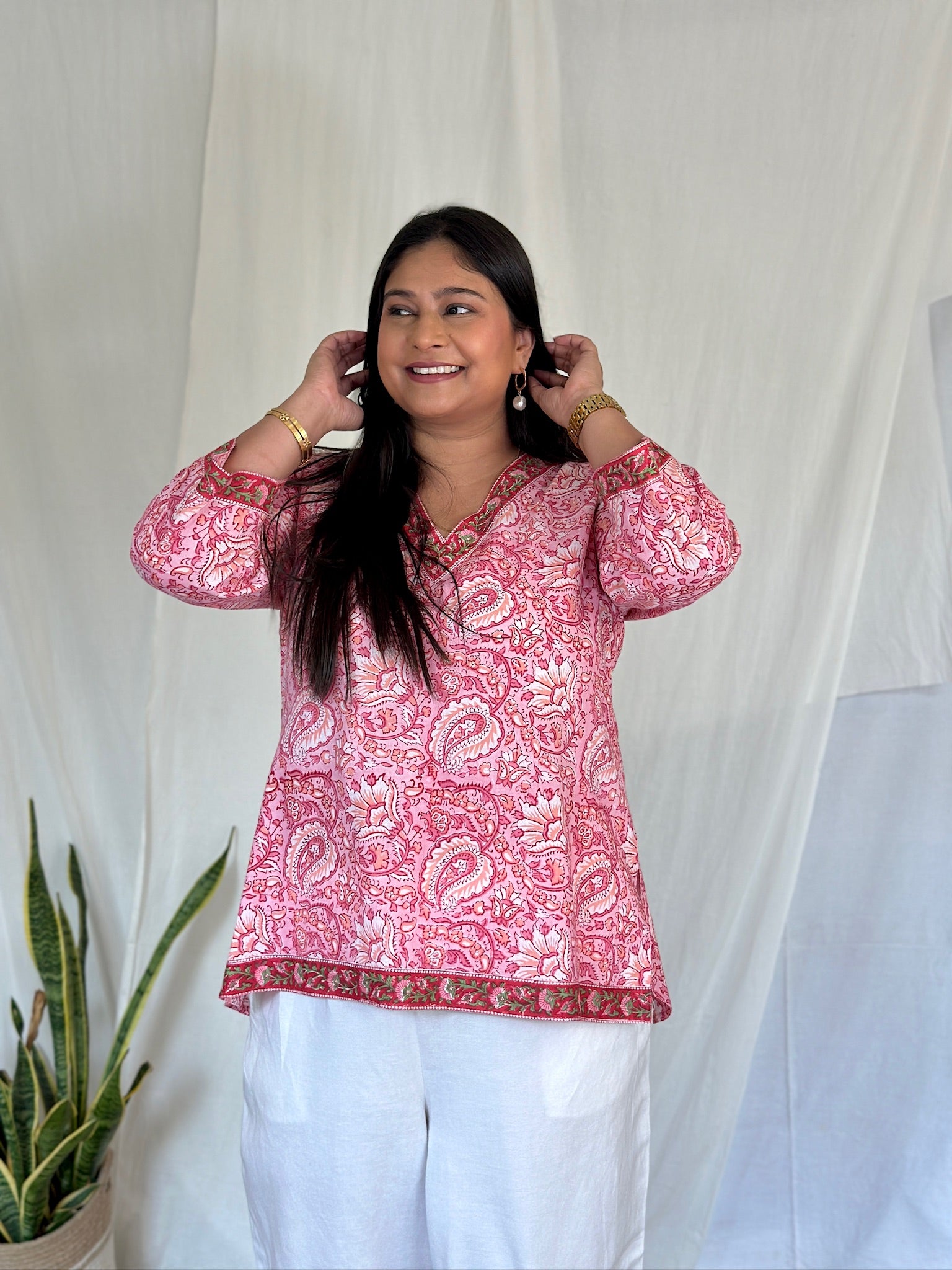 Heather Pink Printed Kurti