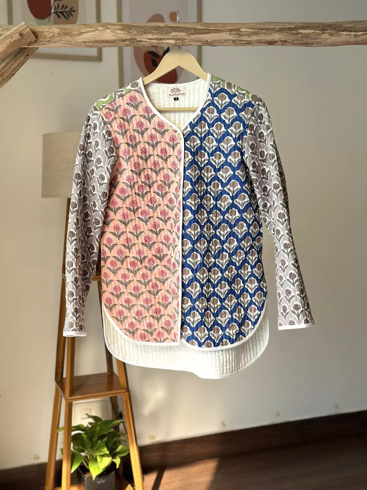 Block printed Quilted Shirt Jacket