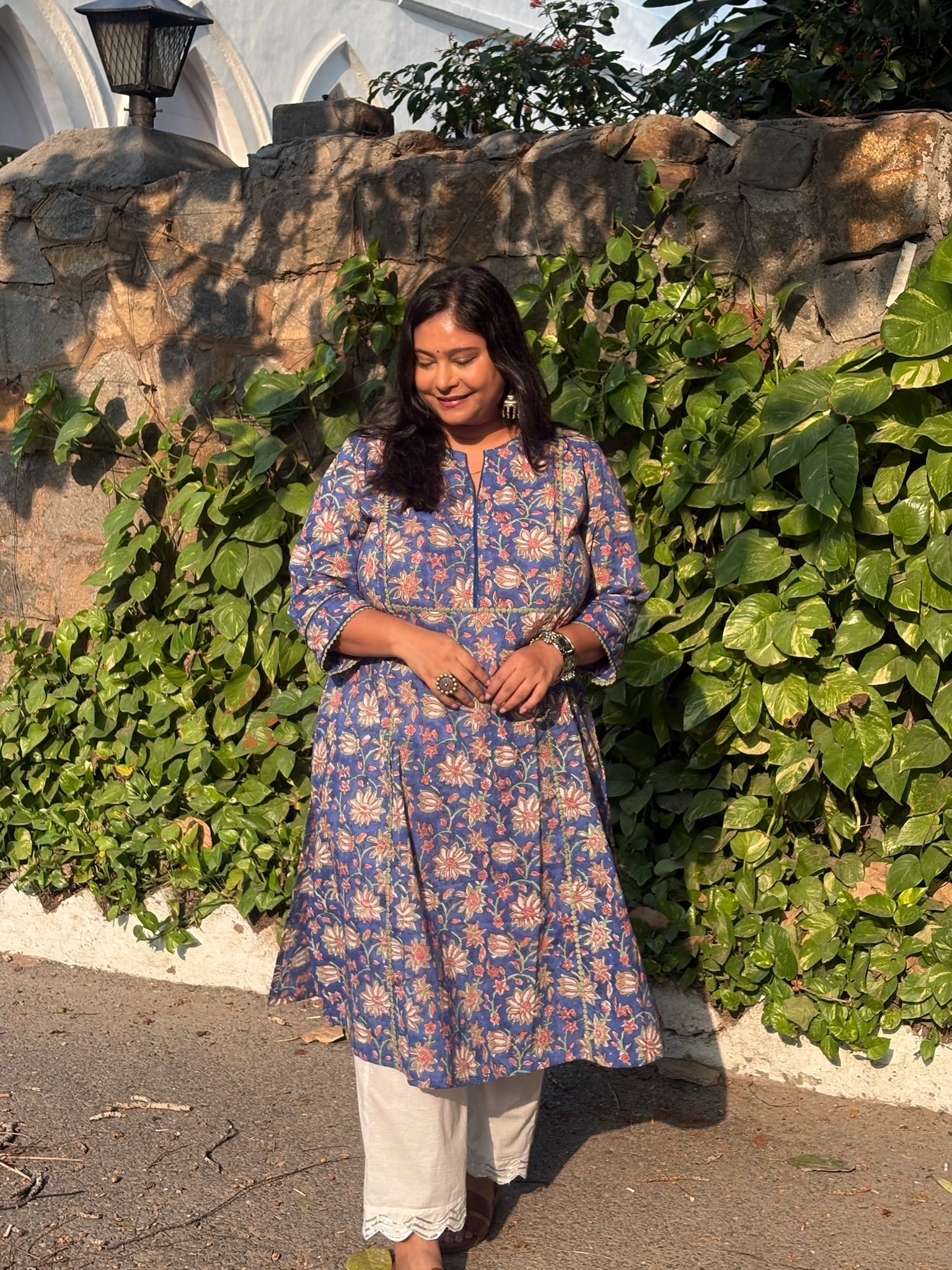 Indigo Blue Lace Long Kurta