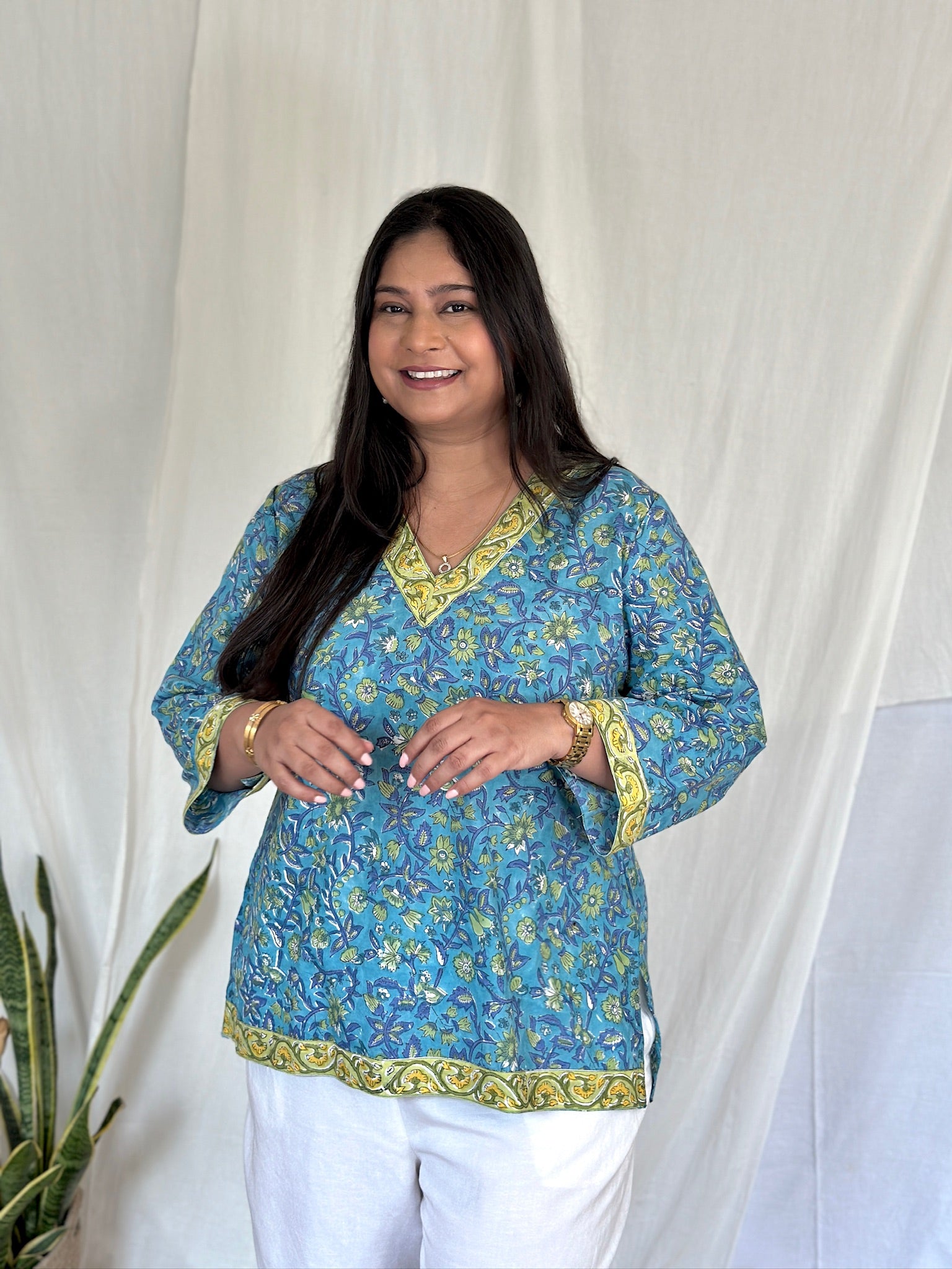 Jasmine Teal Printed Kurti