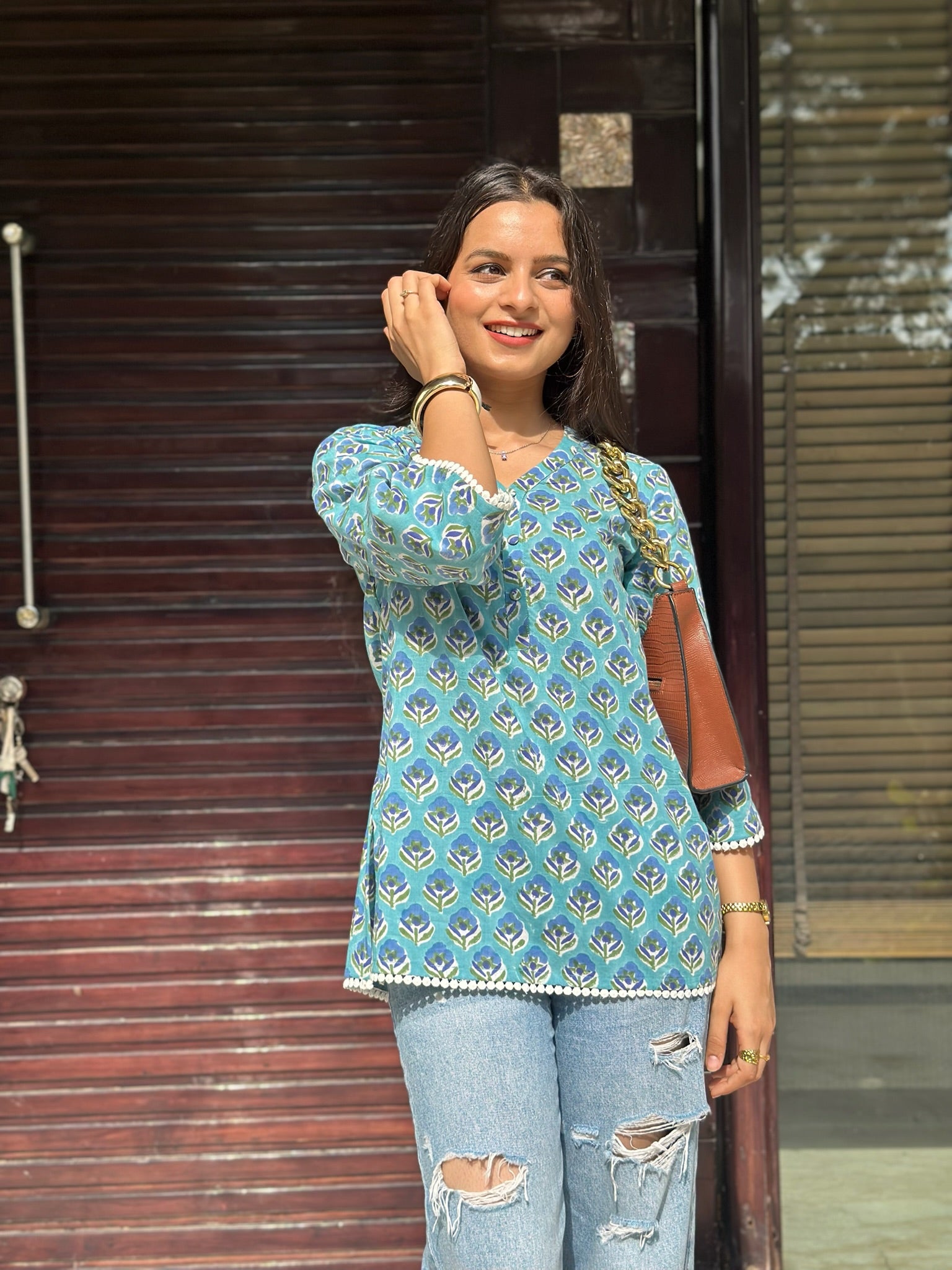 Lagoon Green Lace Kurti