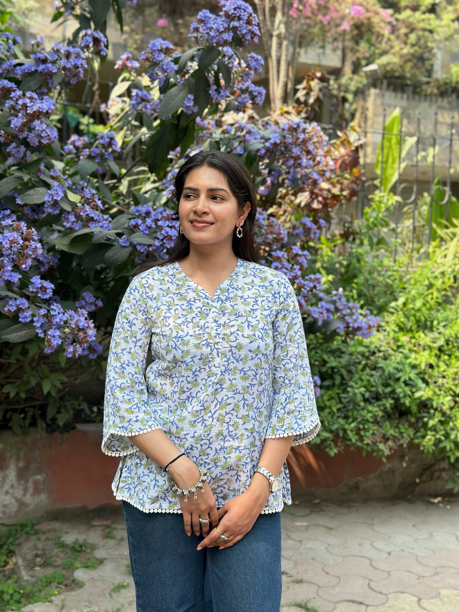 Lagoon White Lace Kurti