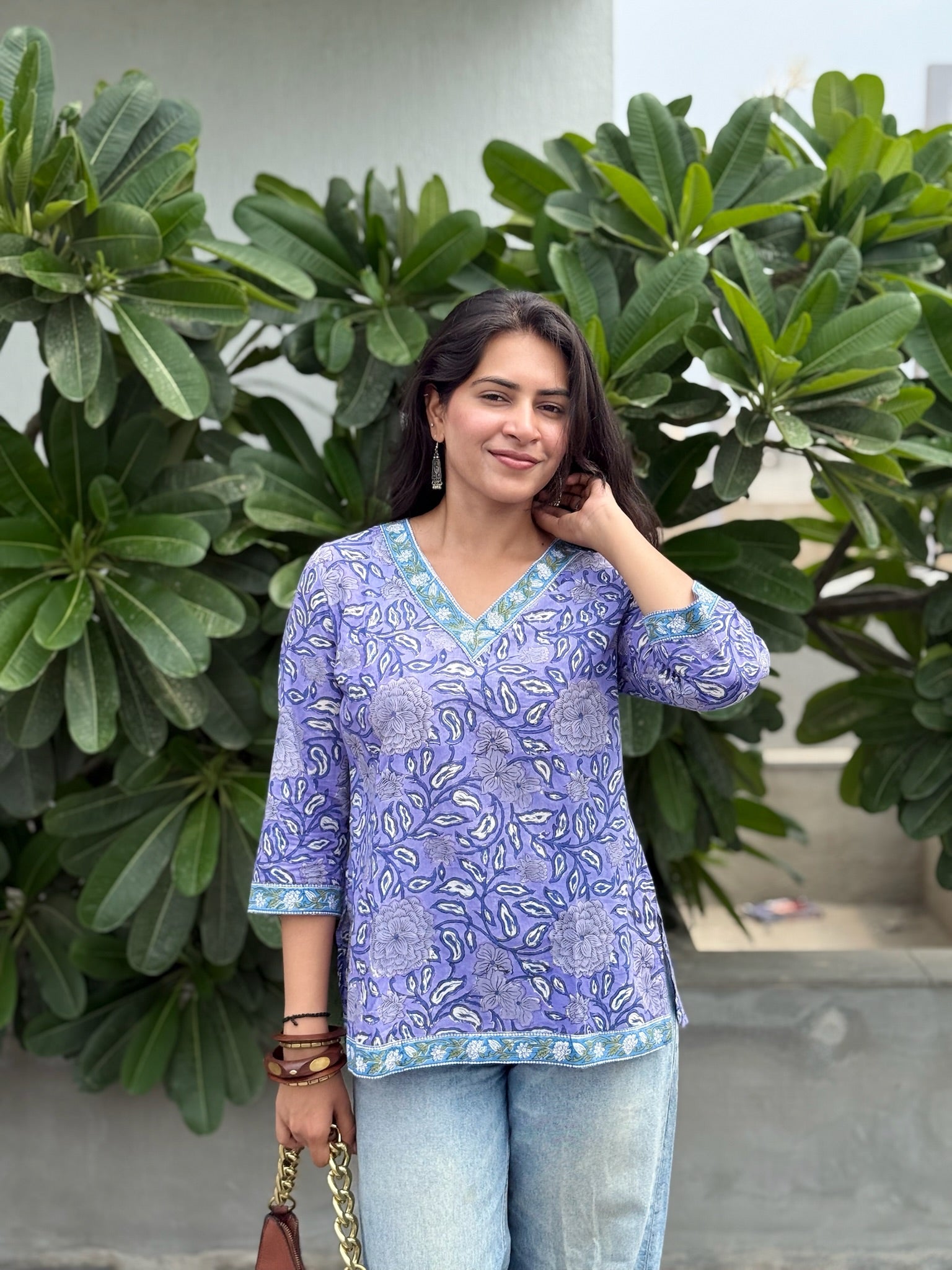 Lavender Bloom Short Kurti