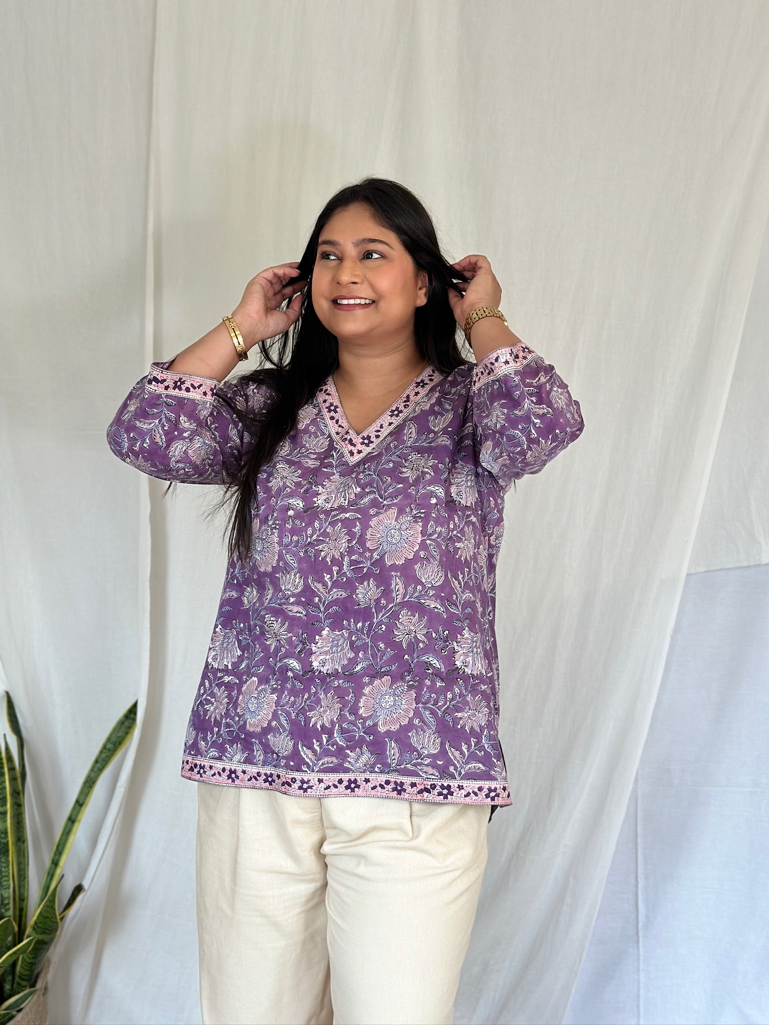 Lavender Floral Printed Kurti