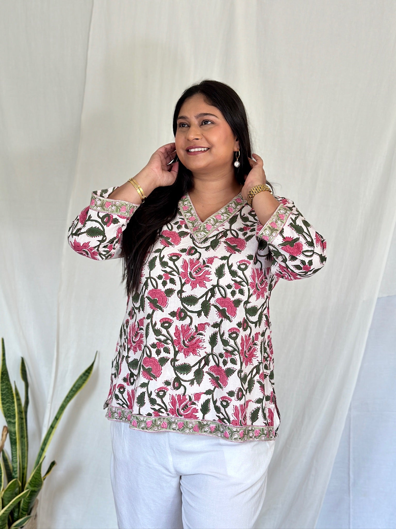 Lotus White Printed Kurti