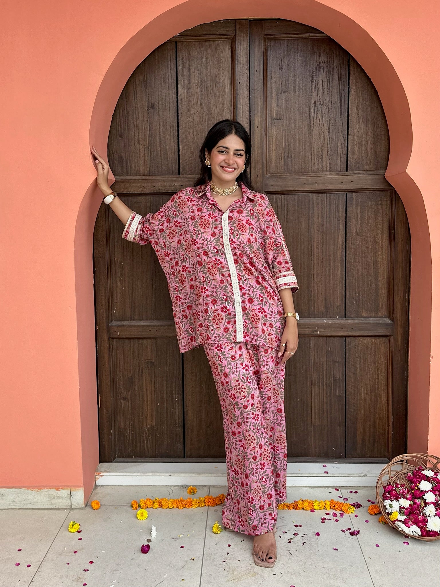 Maple Ochre Asymmetric Mulmul Co-ord Set