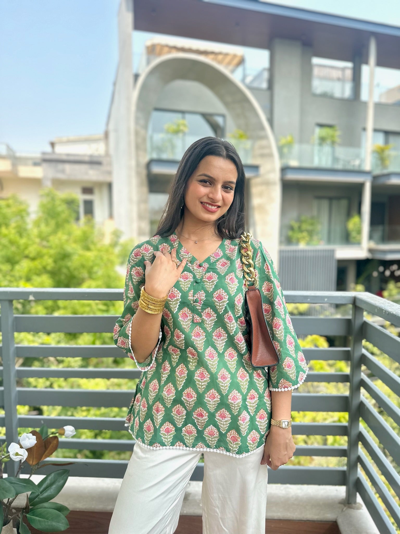 Meadow Green Lace Short Kurti