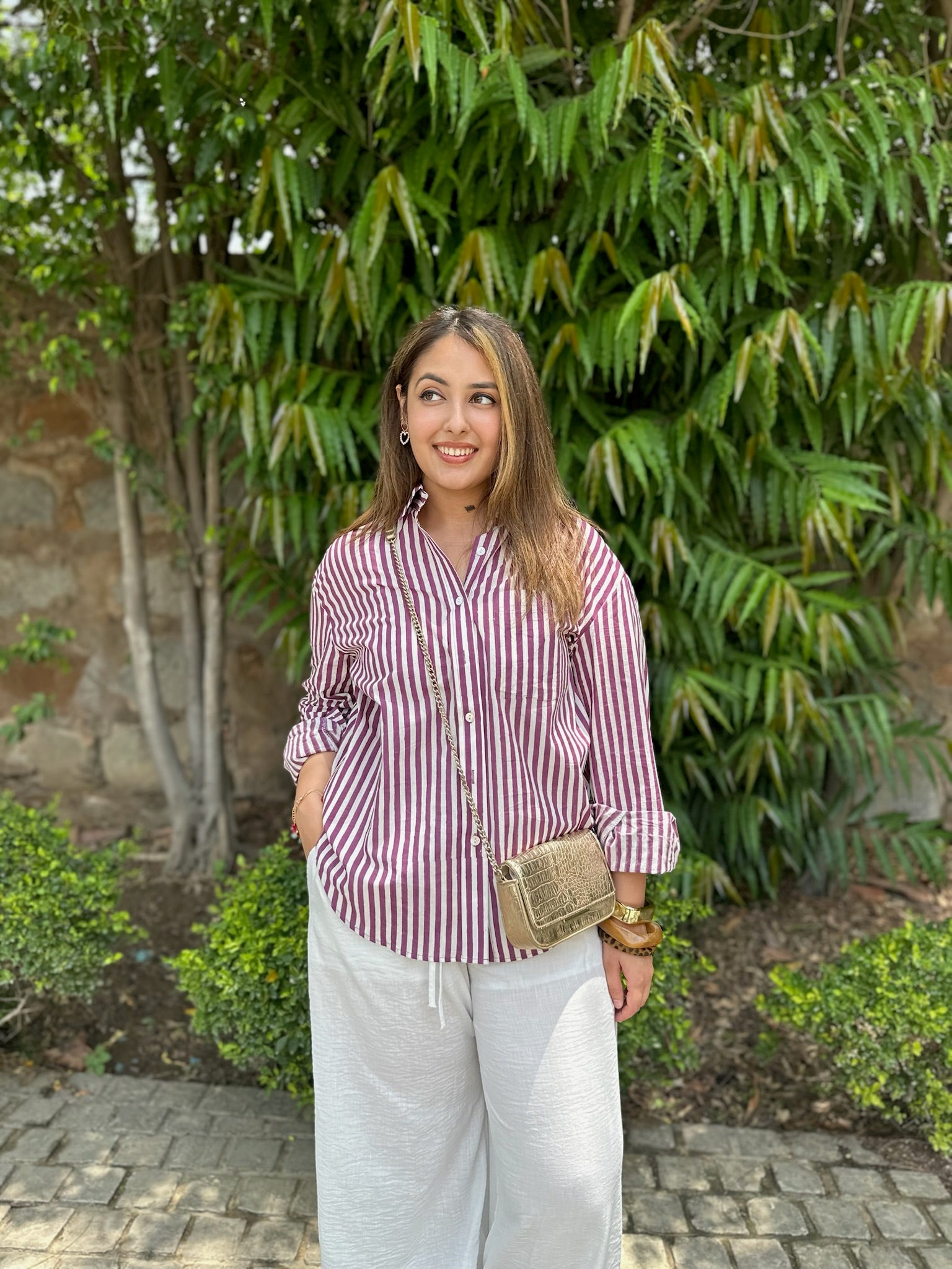 mono jamun striped shirt