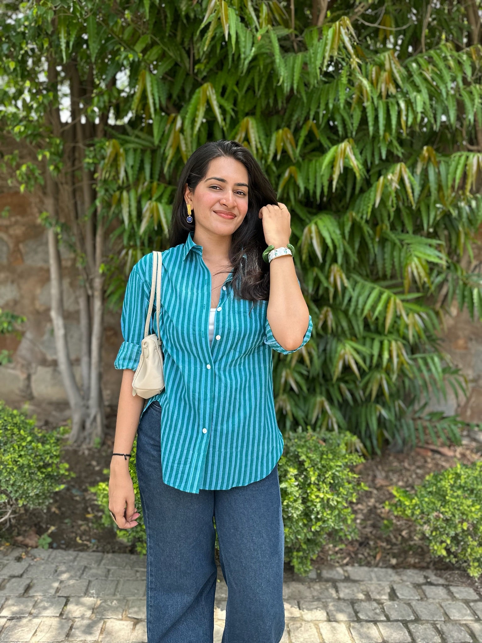multi sea blue palette striped shirt