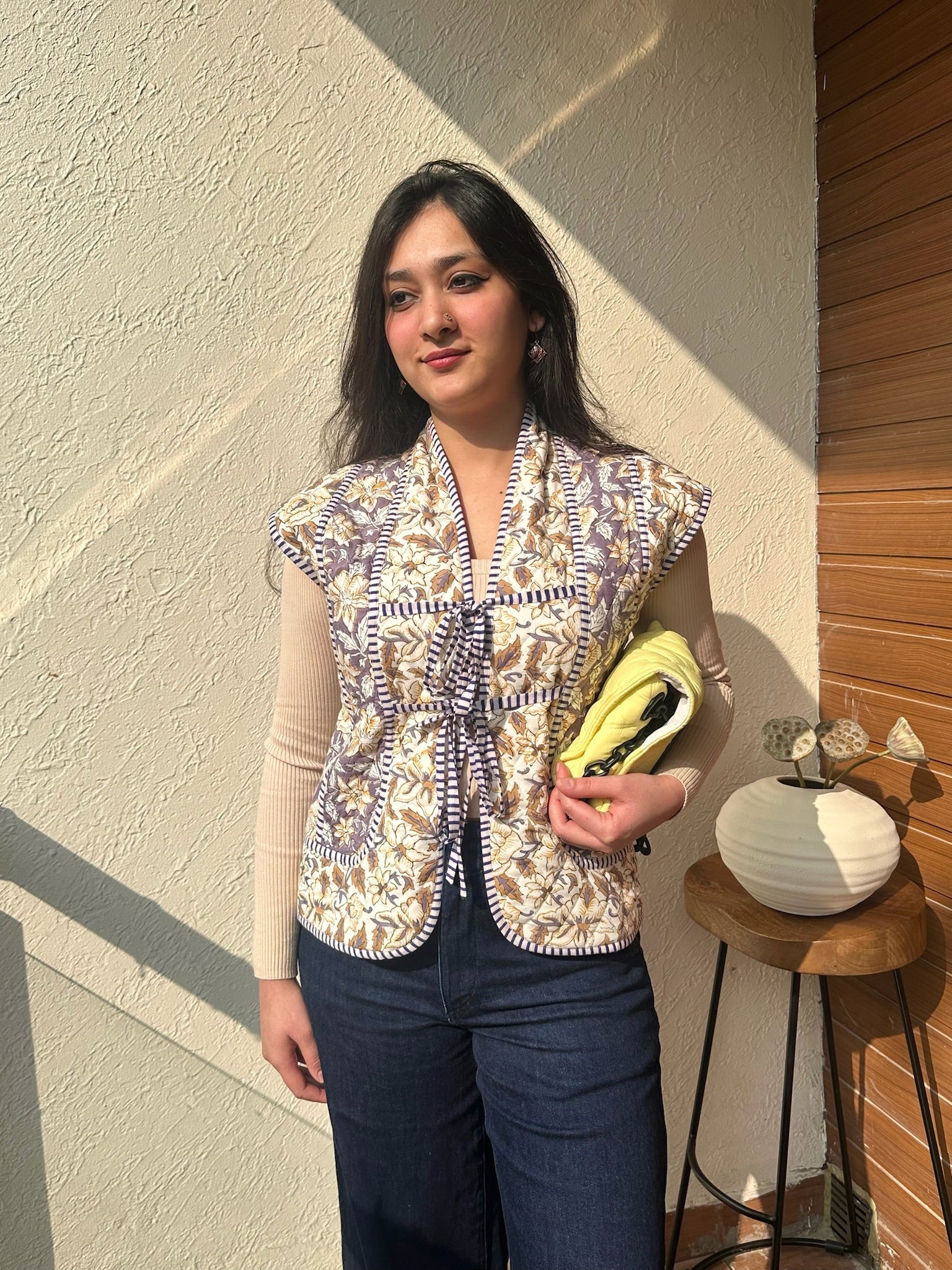 Ochre Brown Quilted Dual Jacket