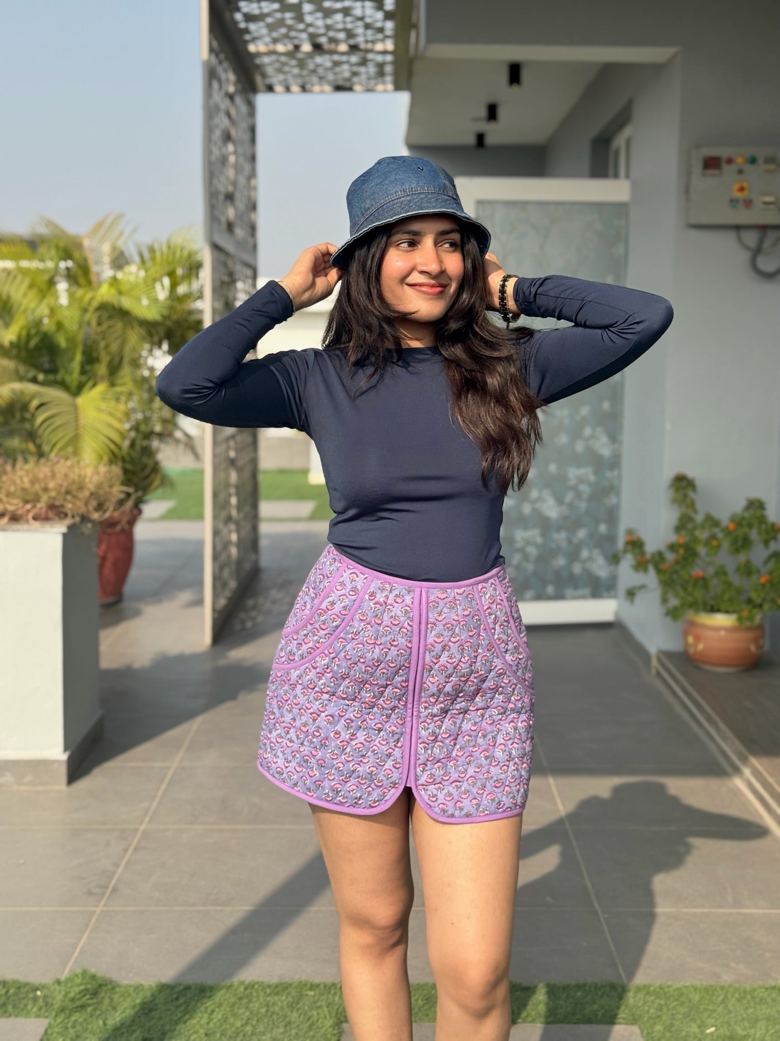 Orchid Floral Quilted Skirt